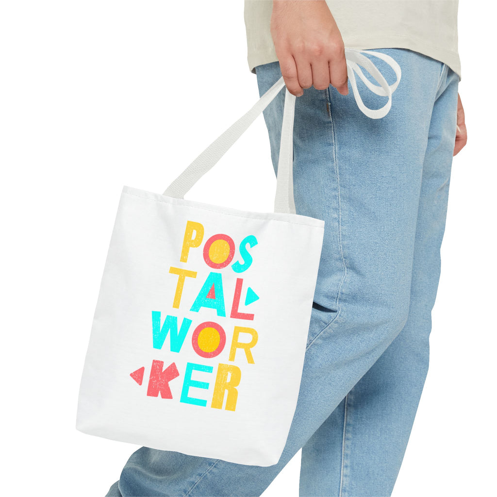 Postal Worker Tote Bag — Colorful Retro Typography Mail Carrier Gift
