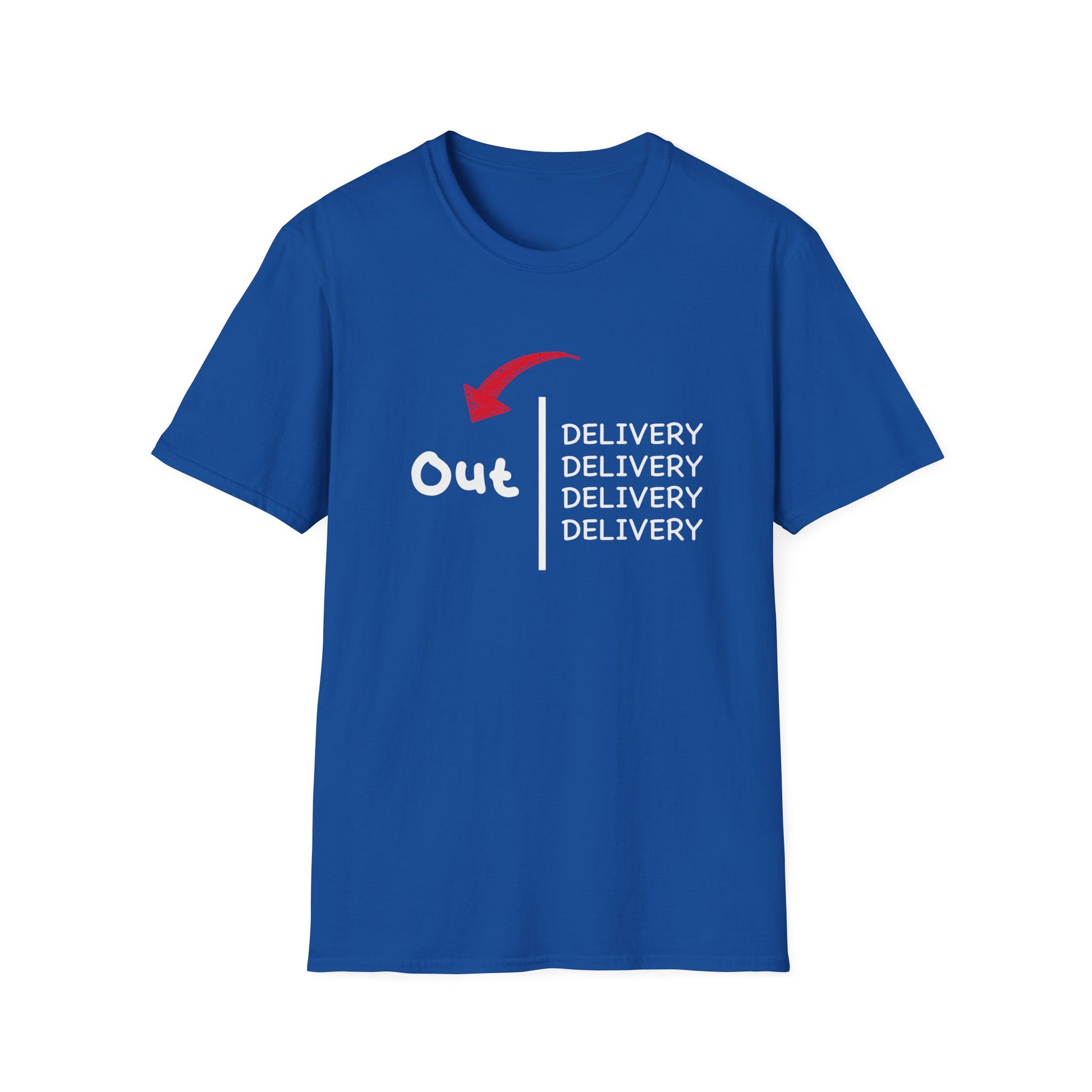 Delivery Out Unisex Softstyle T-Shirt - Funny Quirky Tee, Perfect Gift for Delivery Drivers, Casual Wear, Birthdays, Holidays