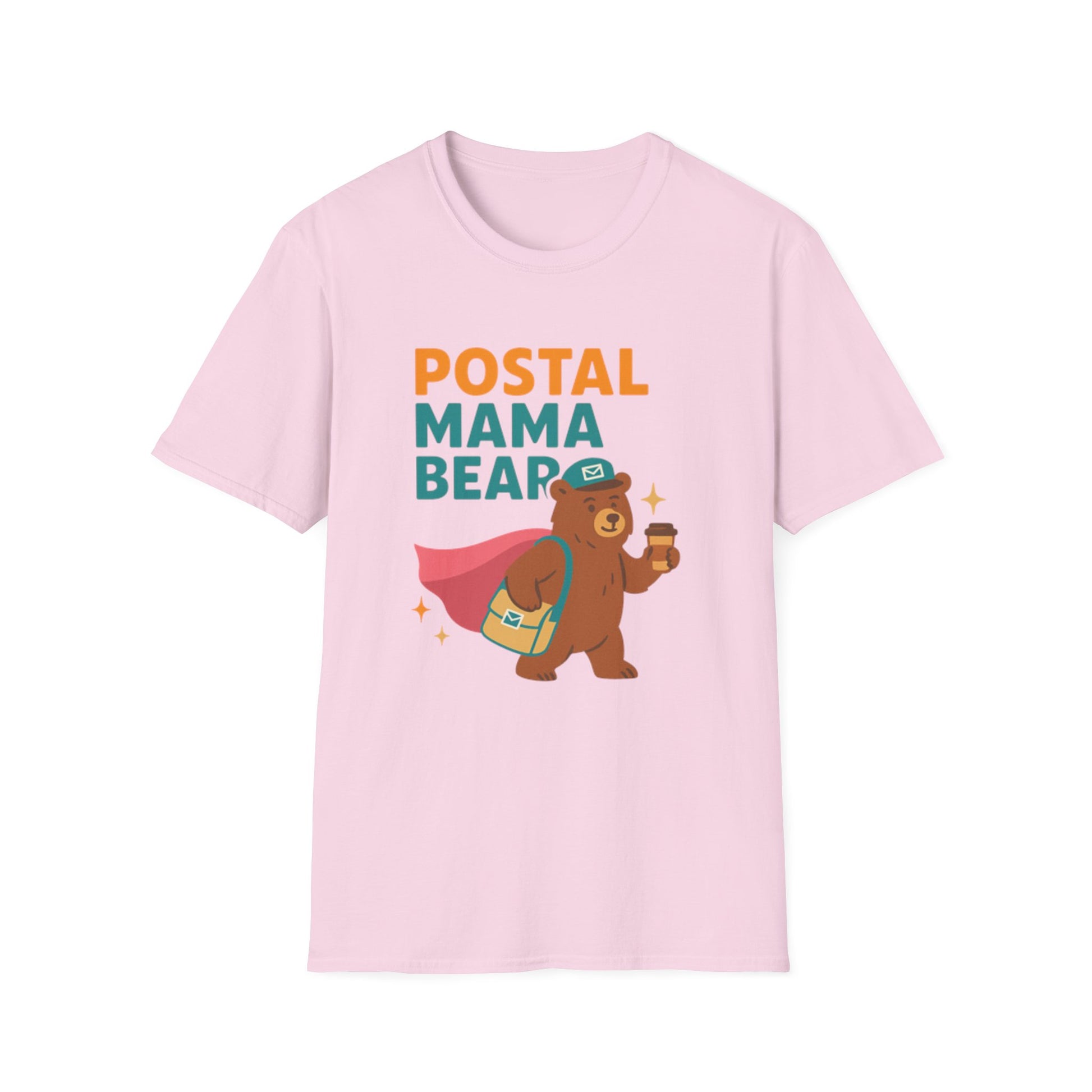 Postal Mama Bear T-Shirt, Fun Gift for Moms, Unisex Softstyle Tee for Postal Workers, Cute Animal Graphic Tee, Everyday Casual Wear