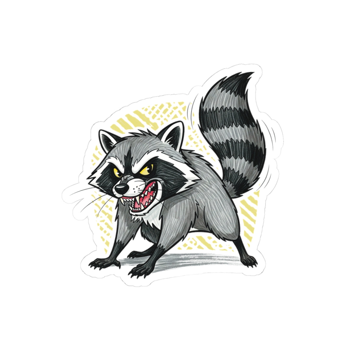 Fierce Raccoon Kiss-Cut Stickers | Fun Art Decals for Laptops, Bullet Journals, and Gifts