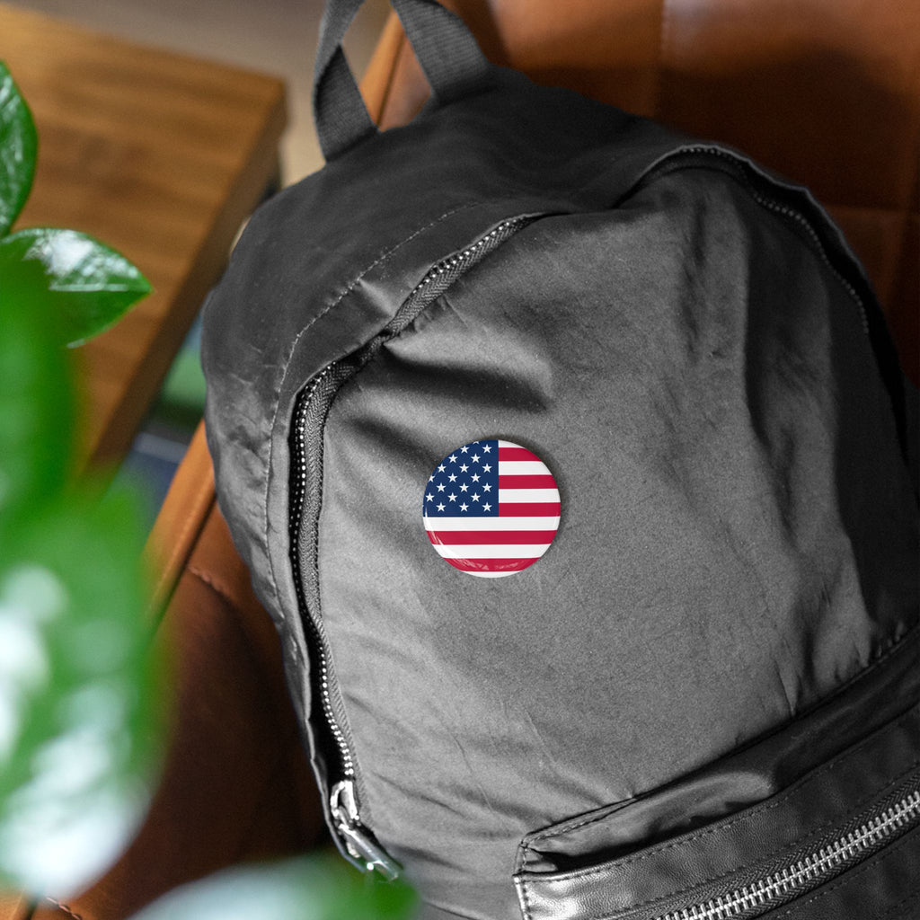 American Flag Round Pin — USA Patriot Button for Jackets, Backpacks & 4th of July