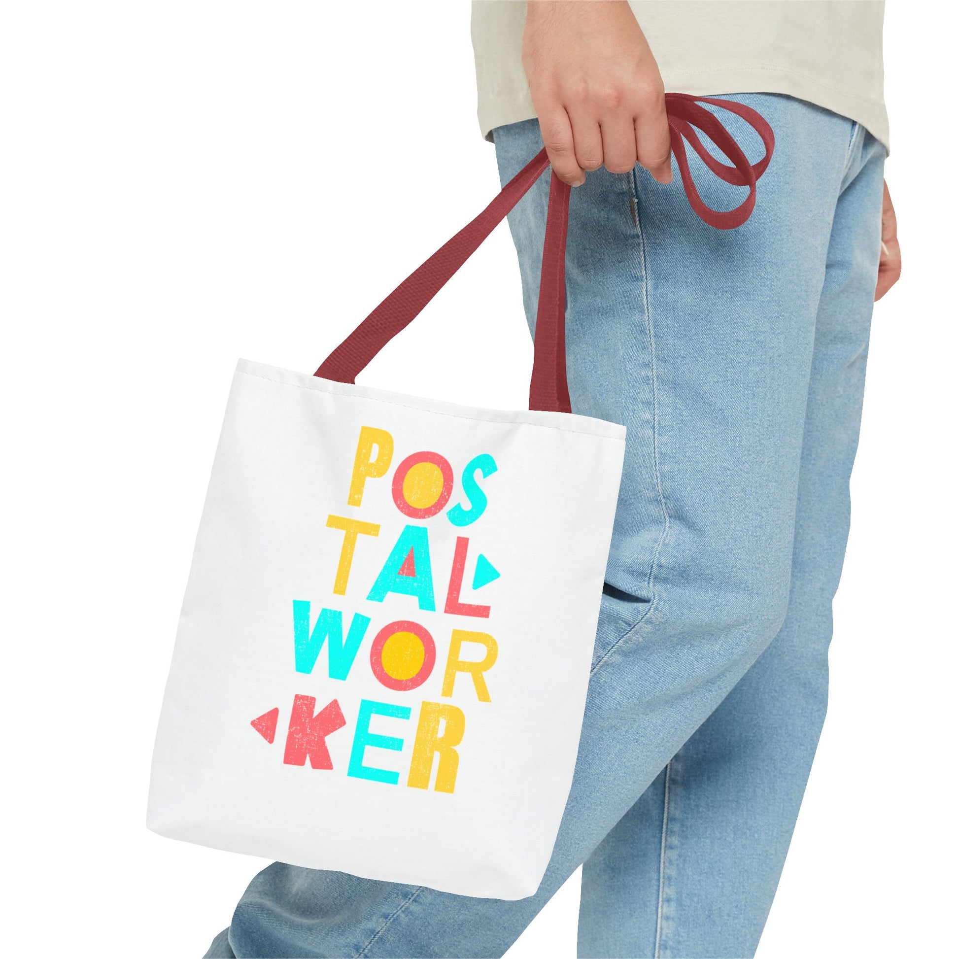 Postal Worker Tote Bag — Colorful Retro Typography Mail Carrier Gift