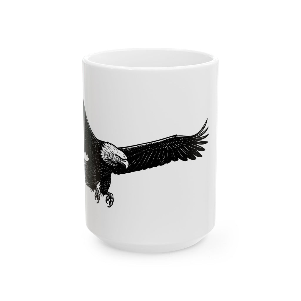 Eagle Flight Ceramic Mug – Vintage Black Soaring Eagle Coffee Cup (11oz, 15oz)