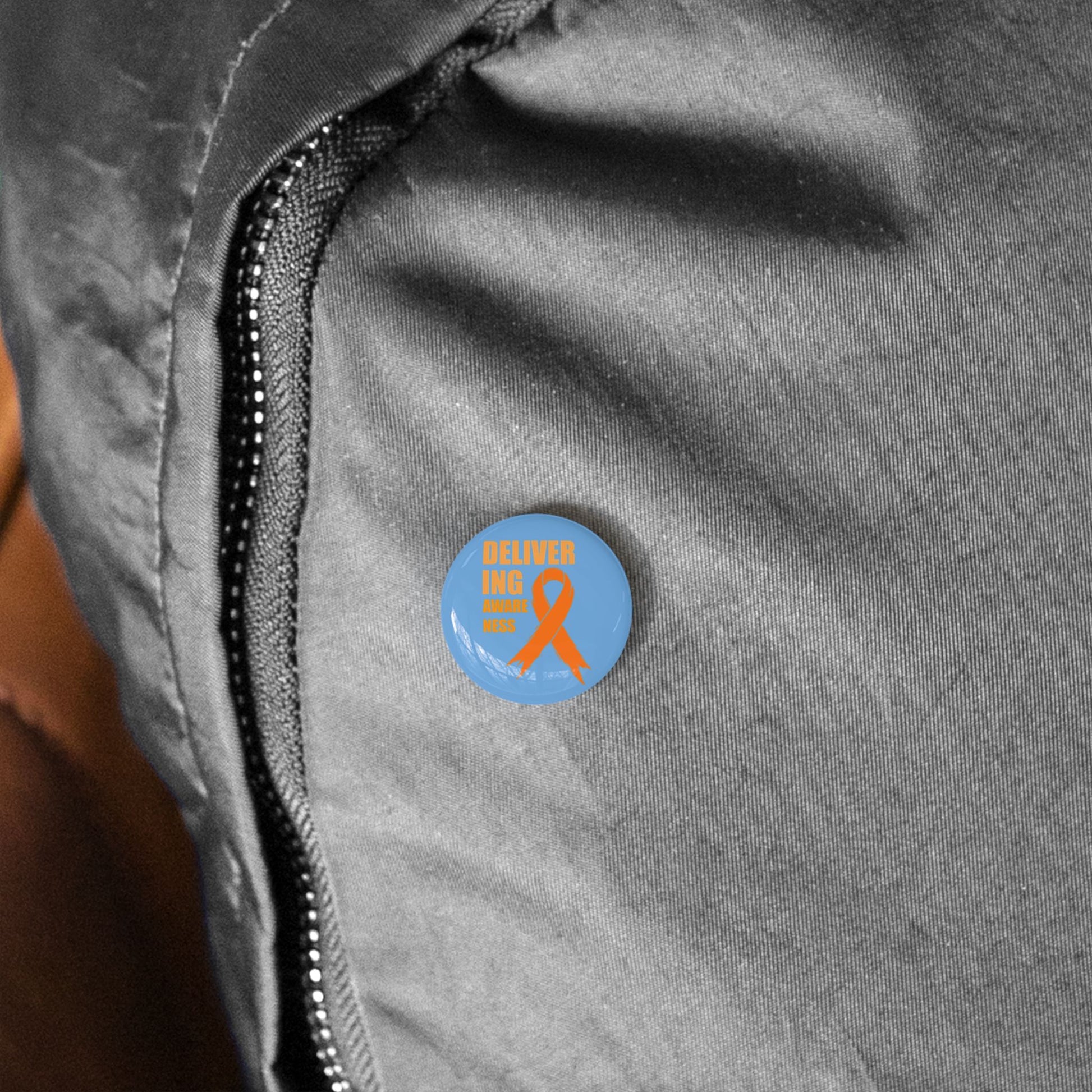 Multiple Sclerosis Delivering Awareness Button — Delivering Awareness Ribbon Cancer Support Button