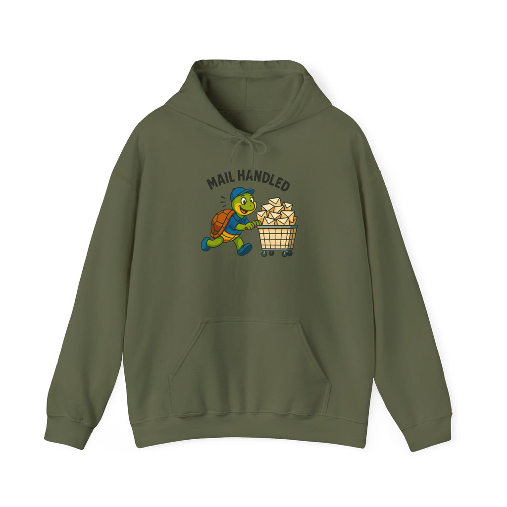 Playful Turtle Mail Handled Hoodie, Funny Sweatshirt, Cute Gifts for Animal Lovers, Cozy Unisex Apparel, Casual Everyday Wear