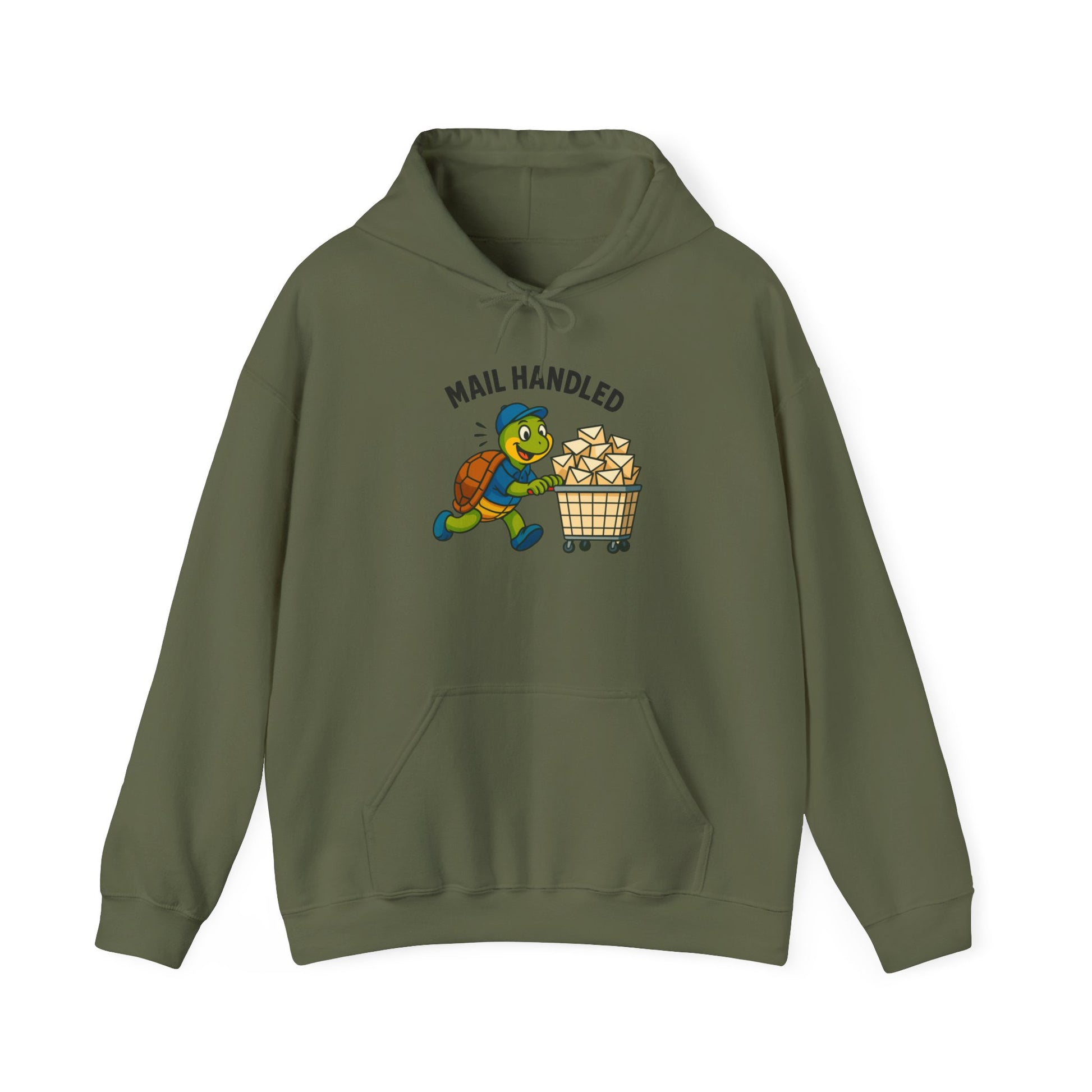 Playful Turtle Mail Handled Hoodie, Funny Sweatshirt, Cute Gifts for Animal Lovers, Cozy Unisex Apparel, Casual Everyday Wear