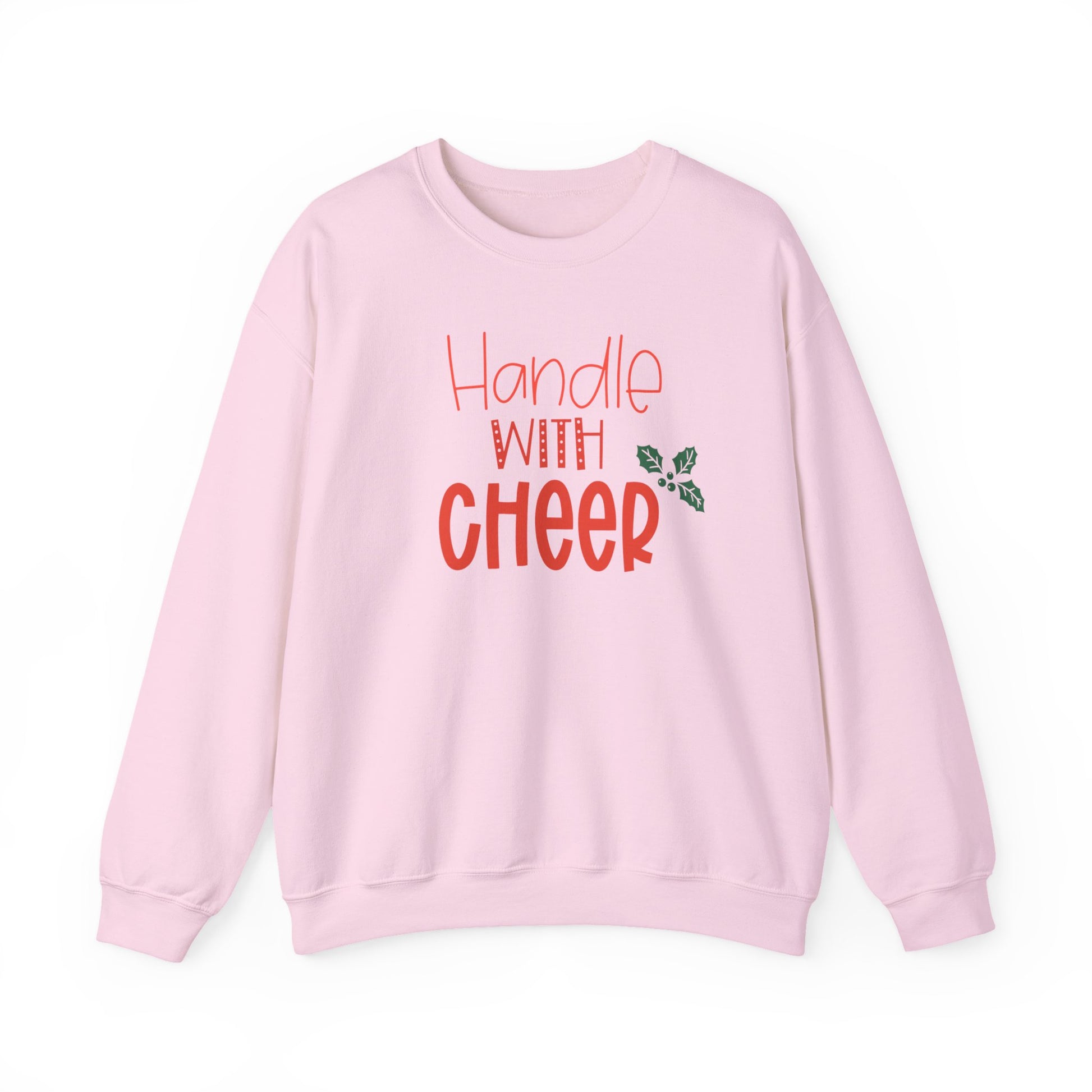 Handle With Cheer Design Christmas Crewneck Sweatshirt, Holiday Sweatshirts, Cute Holiday Postal Sweatshirts