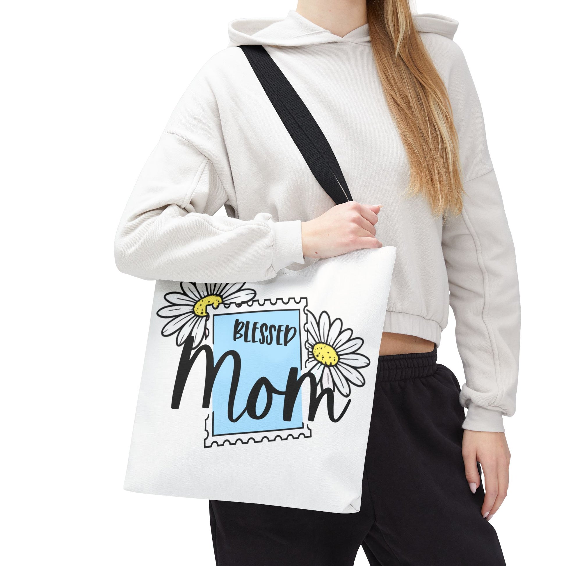 Blessed Mom Daisy Tote Bag — Floral Mother's Day Canvas Tote