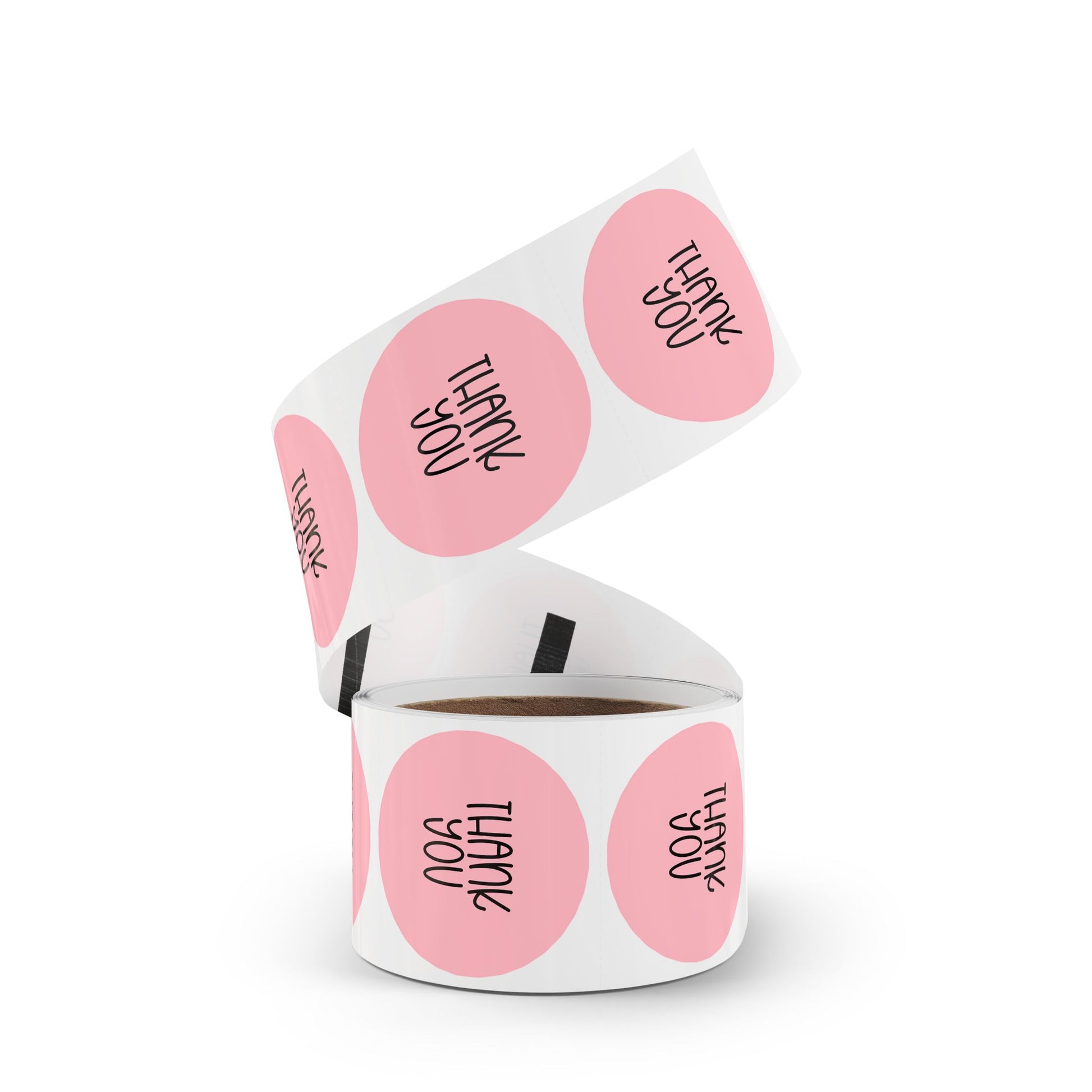 Thank You Round Sticker Roll — Pink Thank You Labels for Small Business Packaging & Shipping