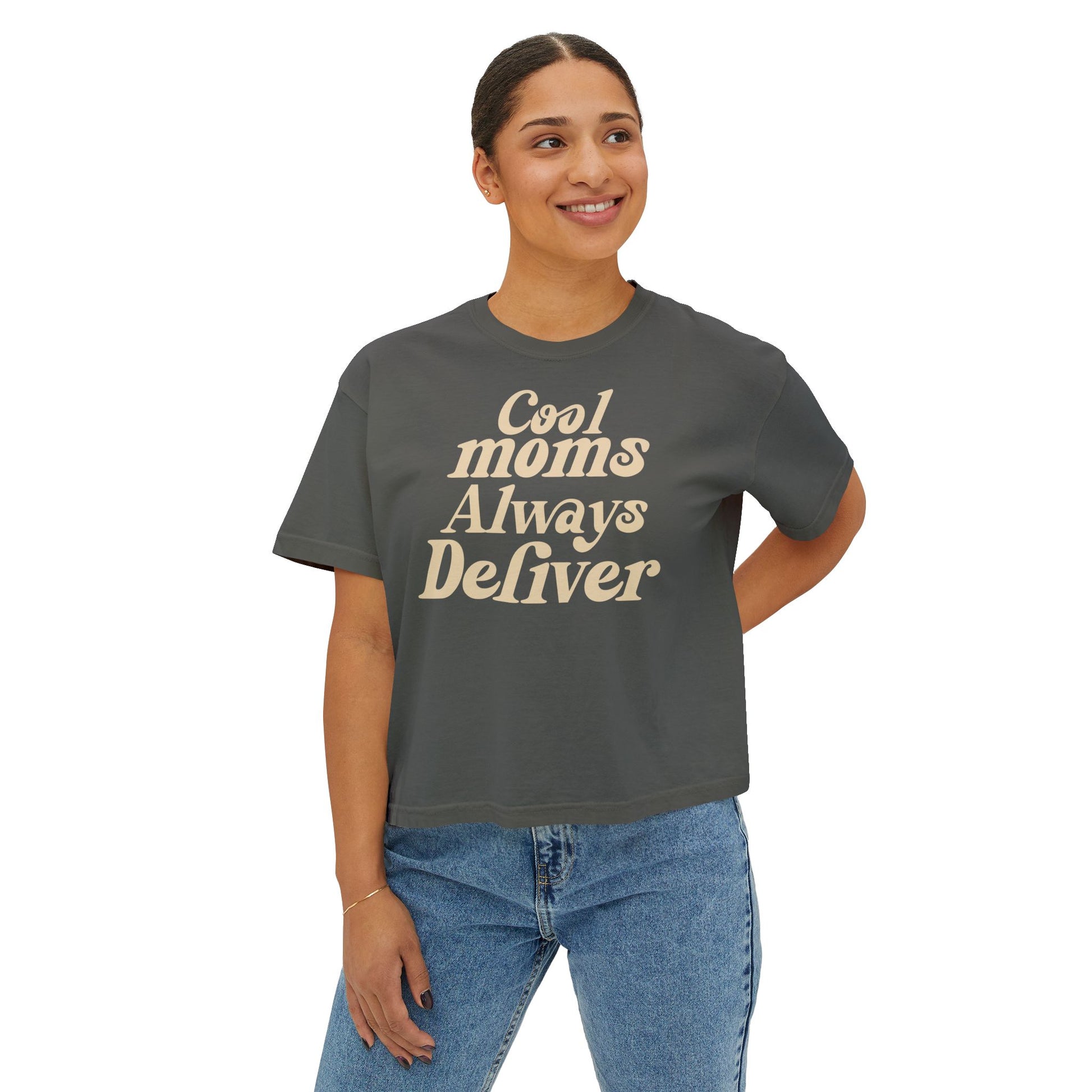 Cool Moms Always Deliver Boxy Tee – Funny Mail Worker Shirt, Postal Mom Gift, Cute Delivery Worker T-Shirt, Relaxed Fit Women’s Tee