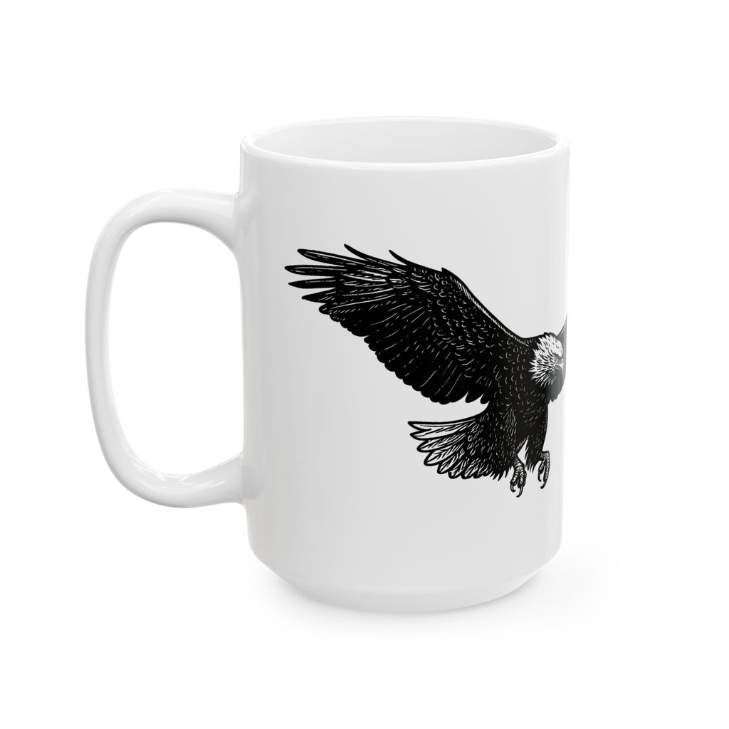 Eagle Flight Ceramic Mug – Vintage Black Soaring Eagle Coffee Cup (11oz, 15oz)
