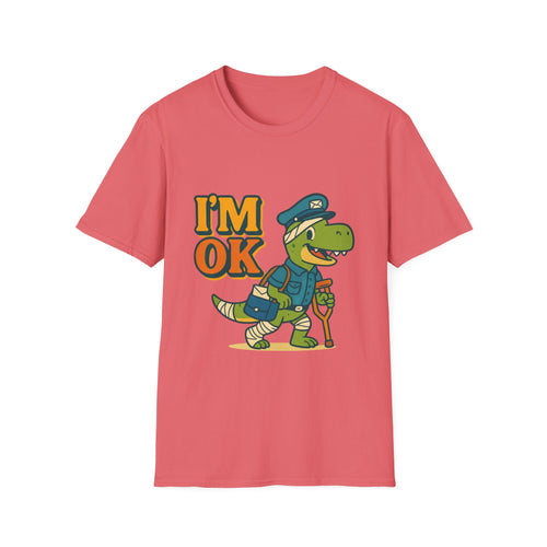 Adorable Dinosaur Mail Carrier T-Shirt, Unisex Softstyle Tee, Cute Dino Shirt, Fun Gift for Kids, Comfortable Everyday Wear