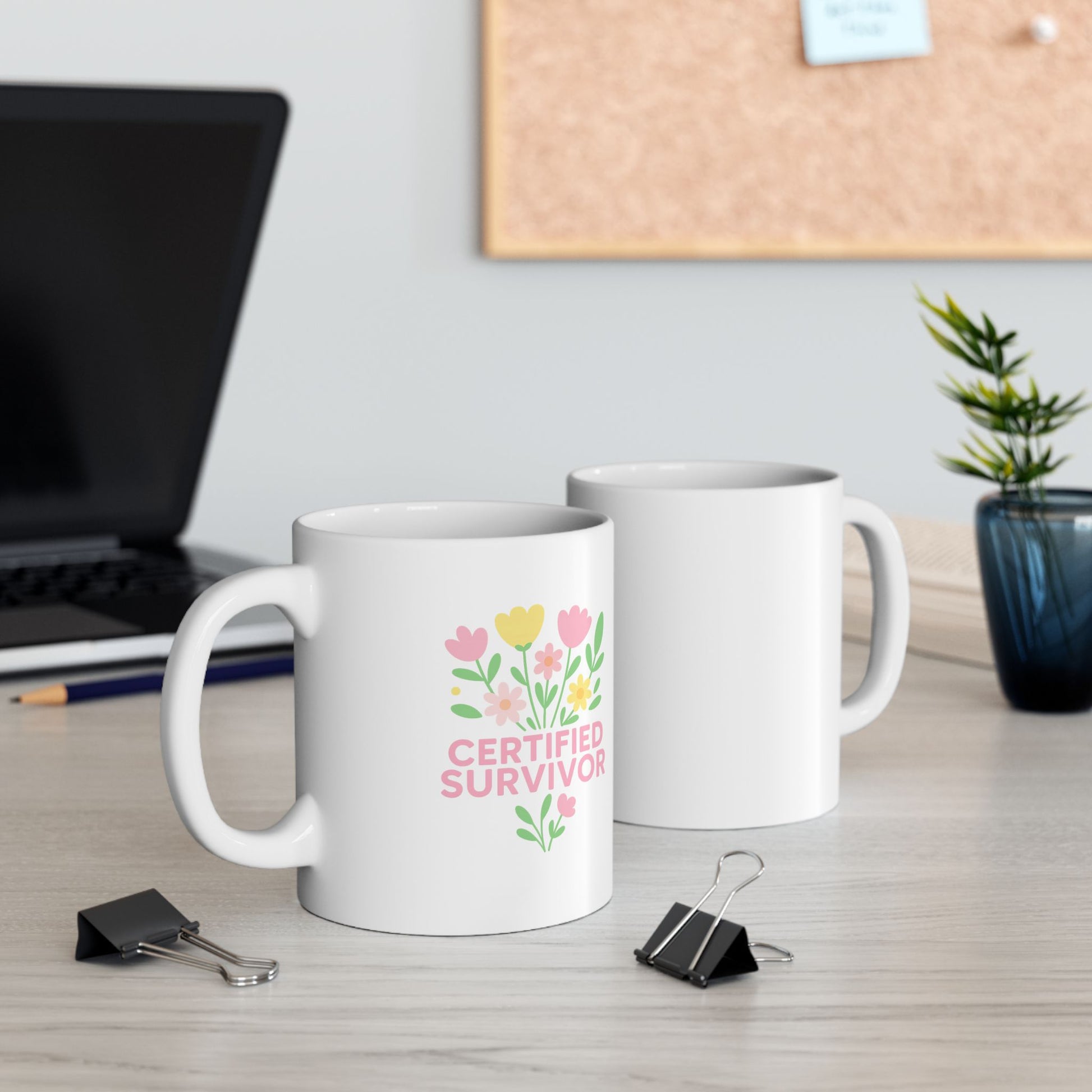 Certified Survivor, Vibrant Floral Ceramic Mug – Perfect Gift for Spring, Gardening Enthusiasts, Gifts For Postal Worker,  Mother's Day, or Daily Inspiration