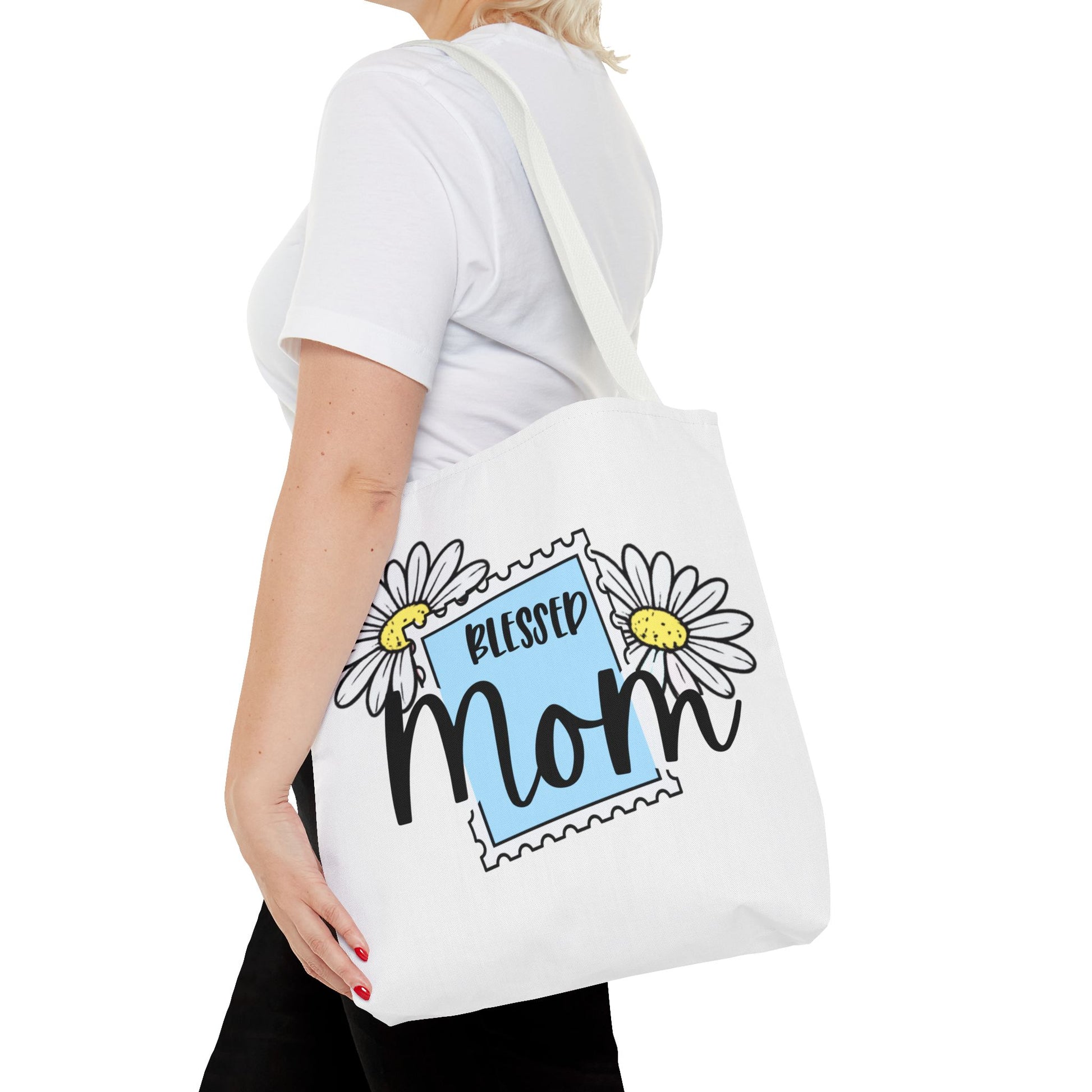 Blessed Mom Daisy Tote Bag — Floral Mother's Day Canvas Tote