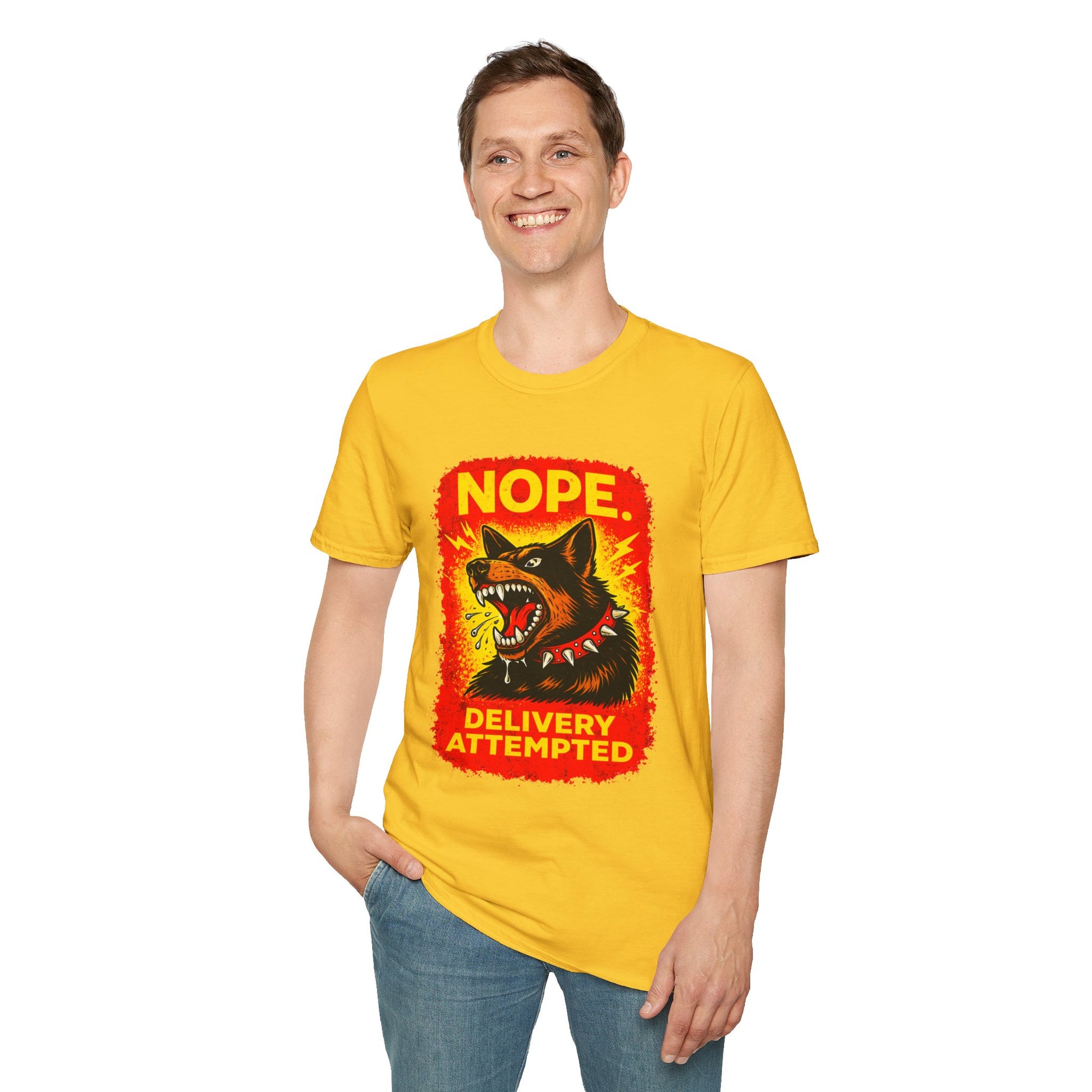 Nope Delivery Attempted T-Shirt — Funny Guard Dog Graphic Tee