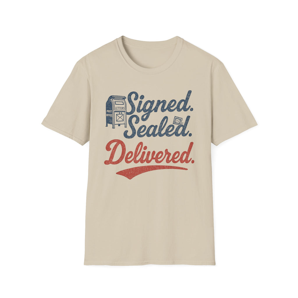 Signed Sealed Delivered T-Shirt | Unisex Softstyle Shirt for Postal Lovers, Gift for Movers, Fun Delivery Tee, Unique Message Shirt, [...]