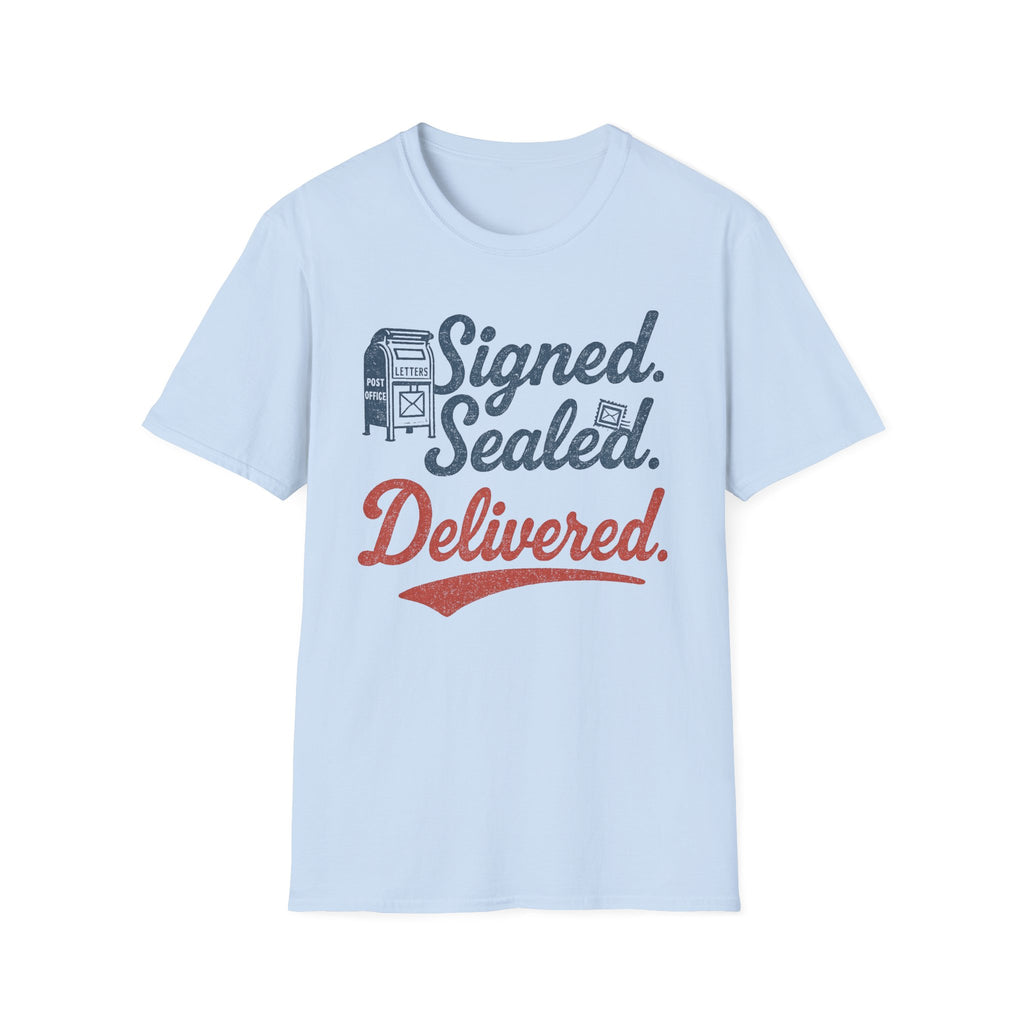 Signed Sealed Delivered T-Shirt | Unisex Softstyle Shirt for Postal Lovers, Gift for Movers, Fun Delivery Tee, Unique Message Shirt, [...]
