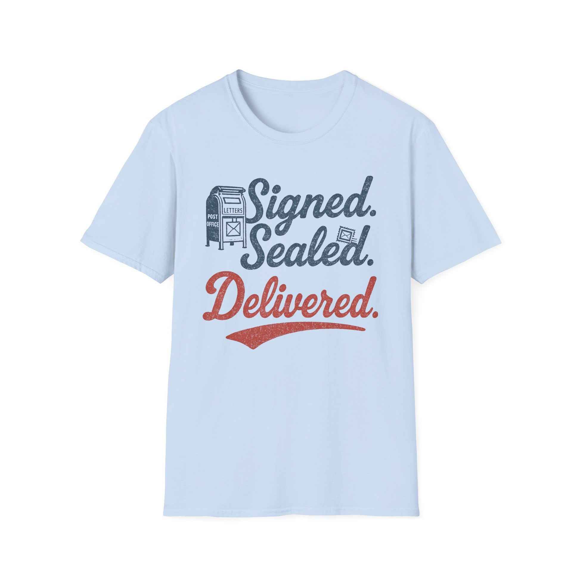 Signed Sealed Delivered T-Shirt | Unisex Softstyle Shirt for Postal Lovers, Gift for Movers, Fun Delivery Tee, Unique Message Shirt, [...]