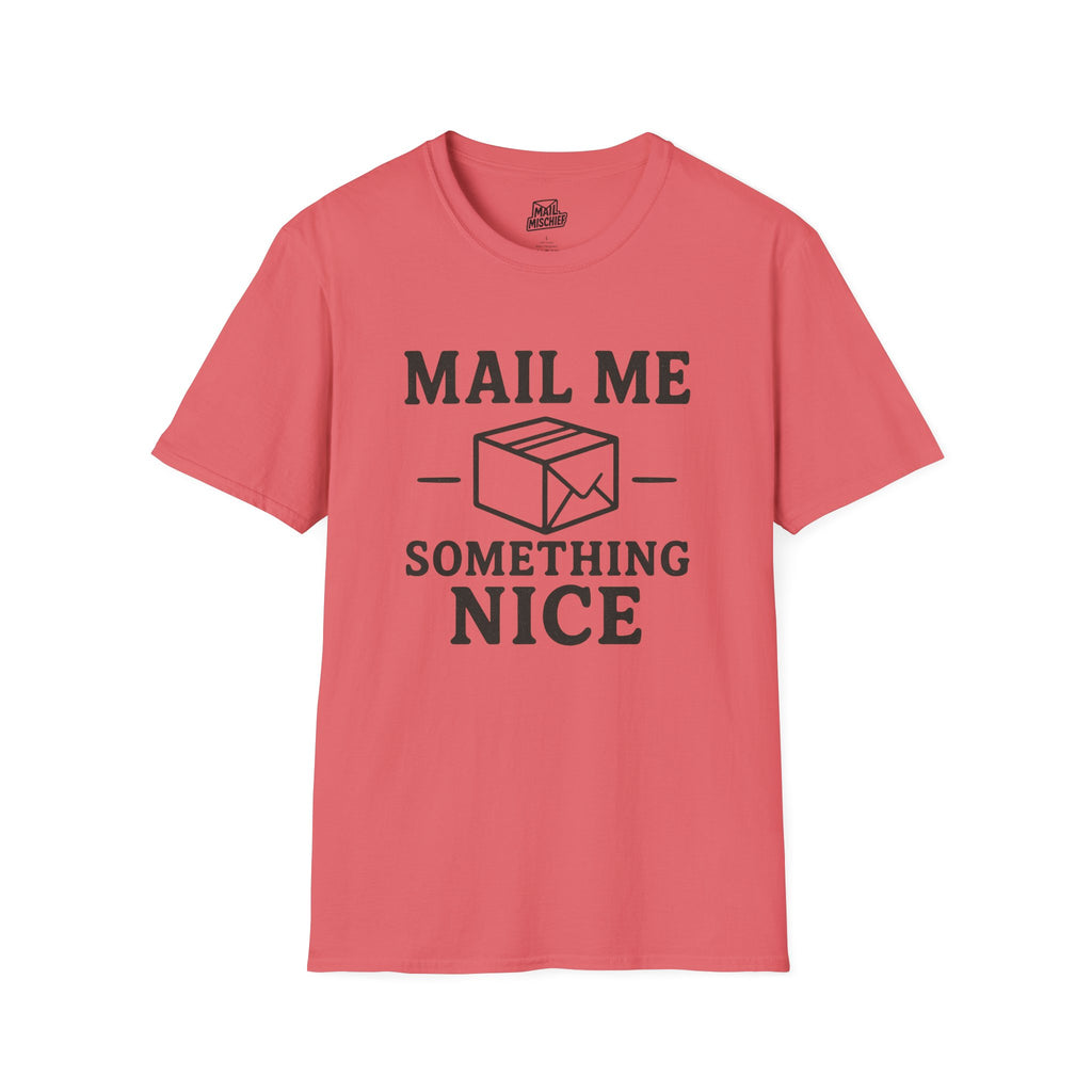 Mail Me Something Nice T-Shirt, Unisex Cute Tee, Gift for Friends, Postal Humor Shirt, Fun Casual Wear