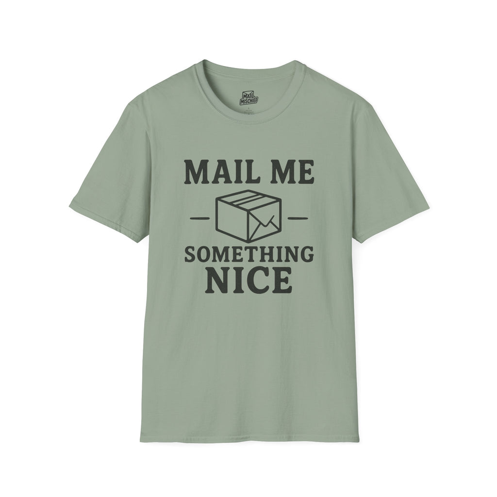 Mail Me Something Nice T-Shirt, Unisex Cute Tee, Gift for Friends, Postal Humor Shirt, Fun Casual Wear