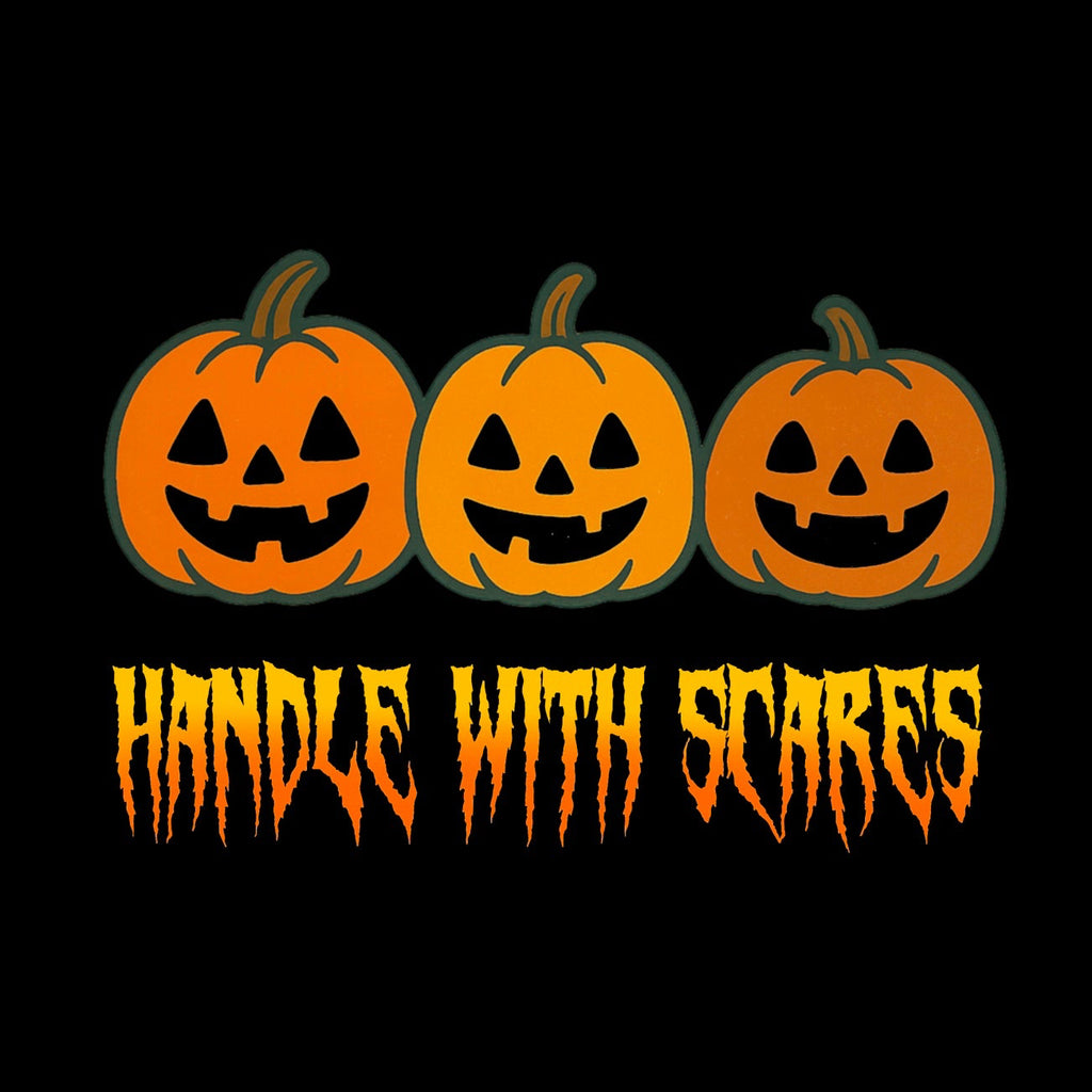 Handle With Scares Halloween Pumpkin Hoodie - Unisex Midweight Fleece, Cozy Gift, Fall Fashion, Spooky Season, Handle With Scares