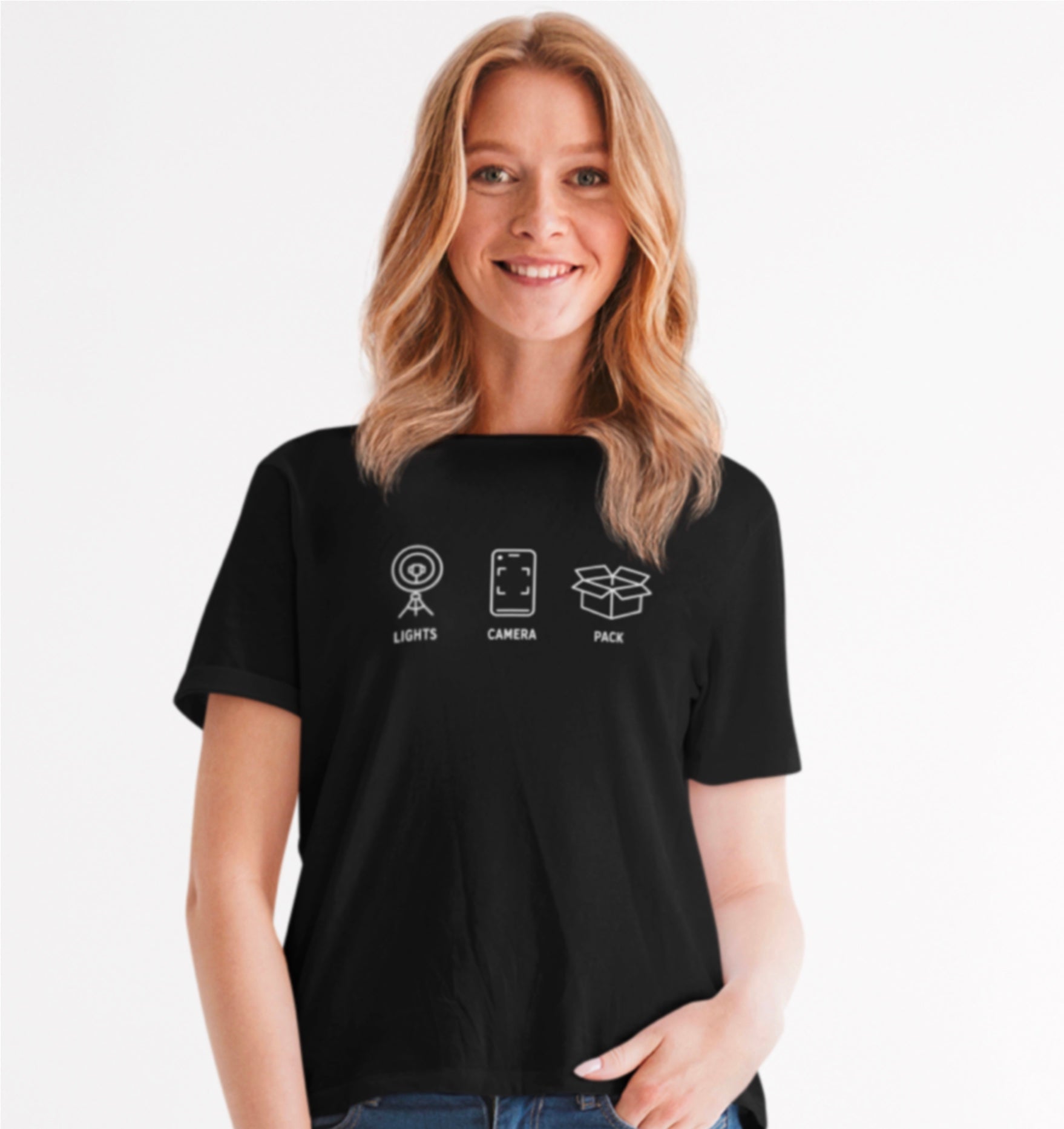 Lights Camera Pack – Content Creator Shipping T-Shirt