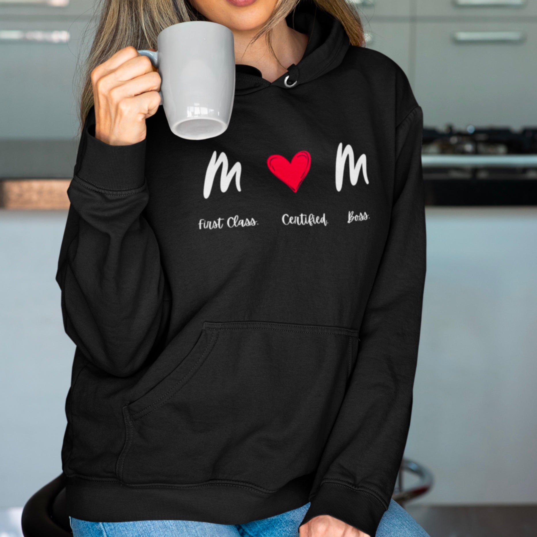 Mom Boss Hoodie – Certified Boss Mom Sweatshirt | First Class Mom Gift | Cute Mom Life Pullover Hoodie