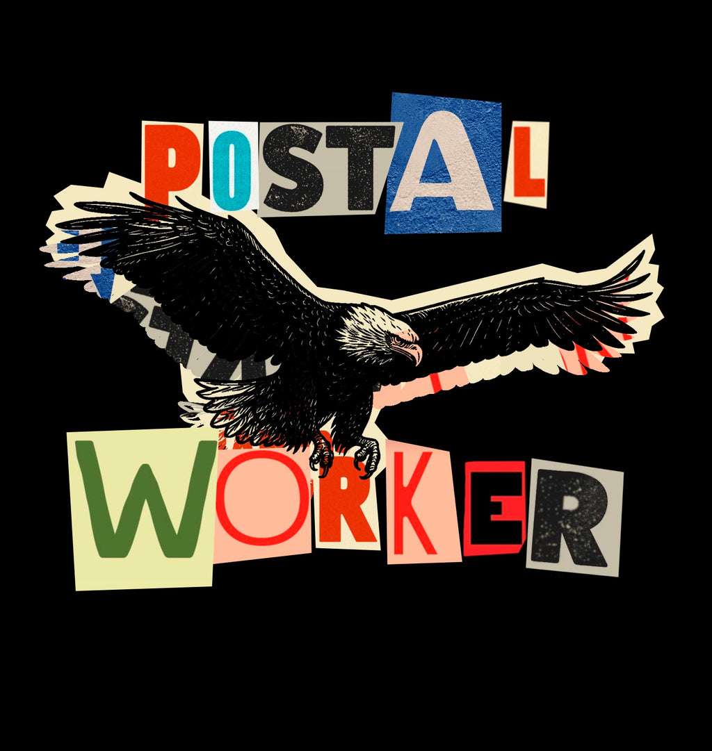 Postal Worker T-Shirt — Retro Collage Eagle Design