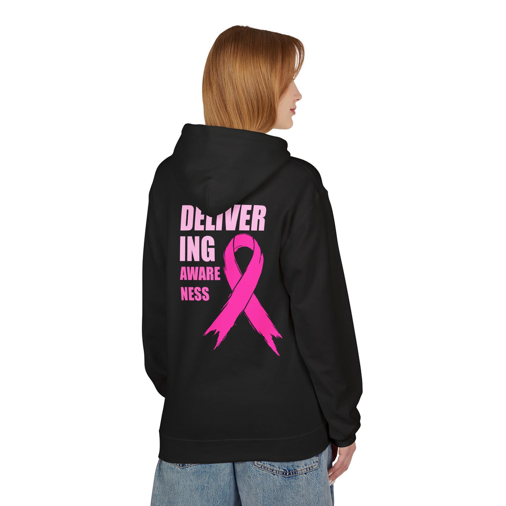 Breast Cancer Awareness Hoodie — Pink Ribbon "Delivering Awareness" Pullover Hoodie
