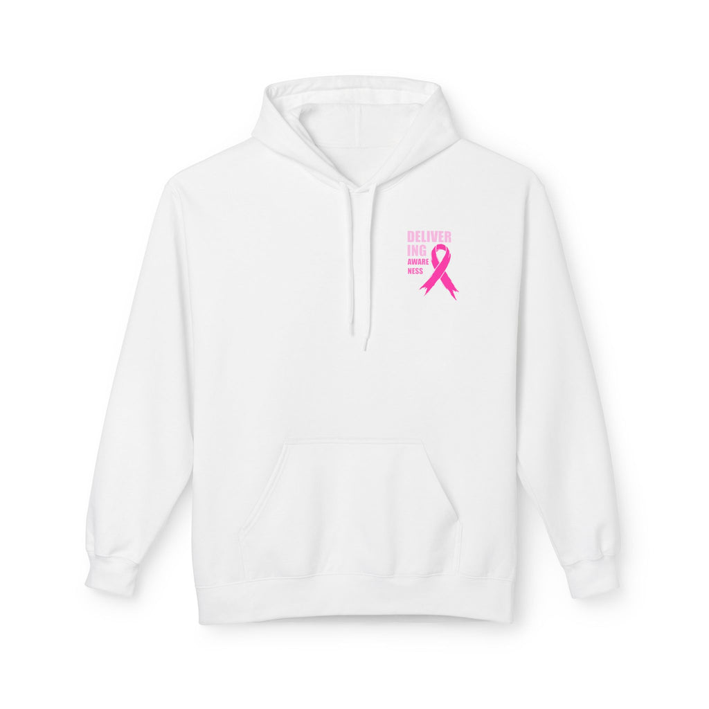 Breast Cancer Awareness Hoodie — Pink Ribbon "Delivering Awareness" Pullover Hoodie