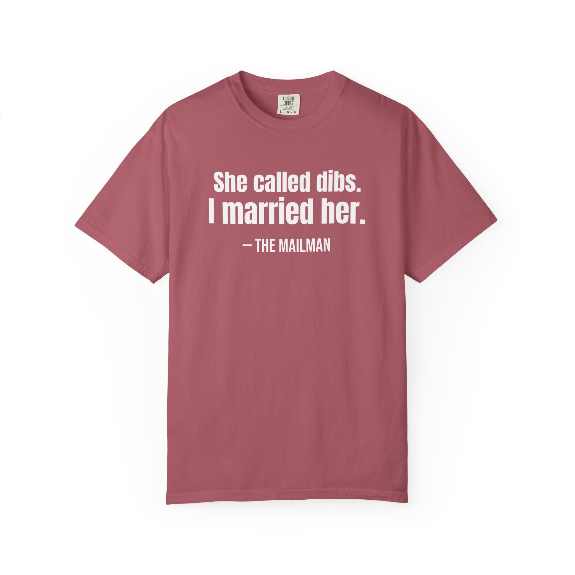She Called Dibs I Married Her T-Shirt – Funny Couple Shirt, Husband Humor Tee, Matching Set Gift, Funny Postal T-Shirts