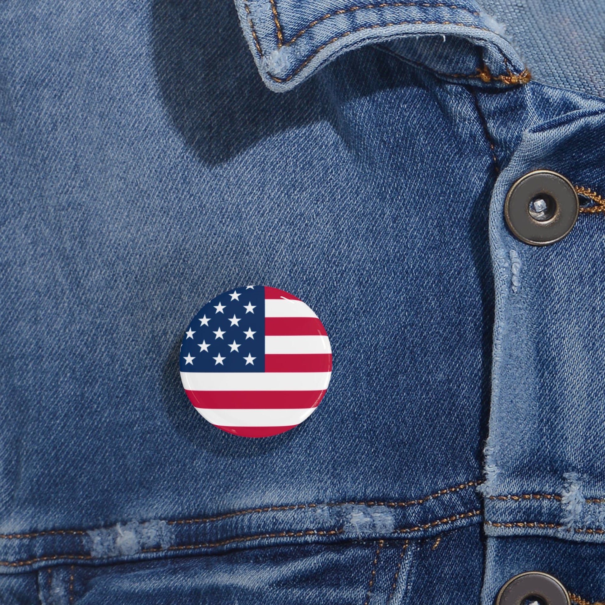 American Flag Round Pin — USA Patriot Button for Jackets, Backpacks & 4th of July