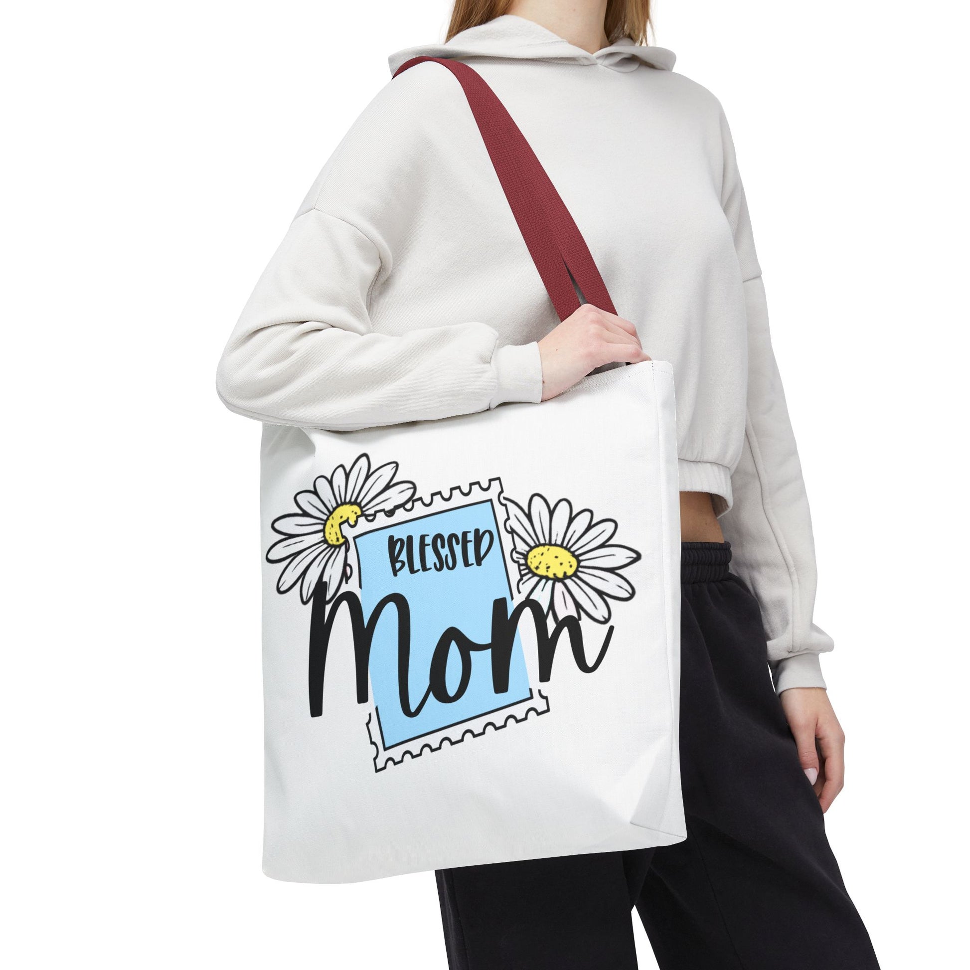 Blessed Mom Daisy Tote Bag — Floral Mother's Day Canvas Tote