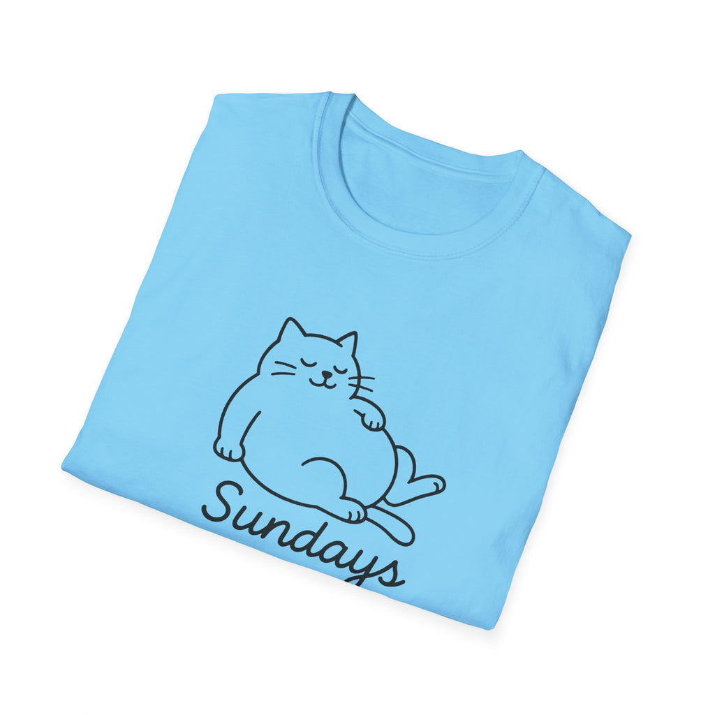 Chill Cat Sundays T-Shirt | Softstyle Unisex Tee for Cat Lovers | Fun Casual Wear, Gift for Birthdays, Lazy Days, Pet Lovers