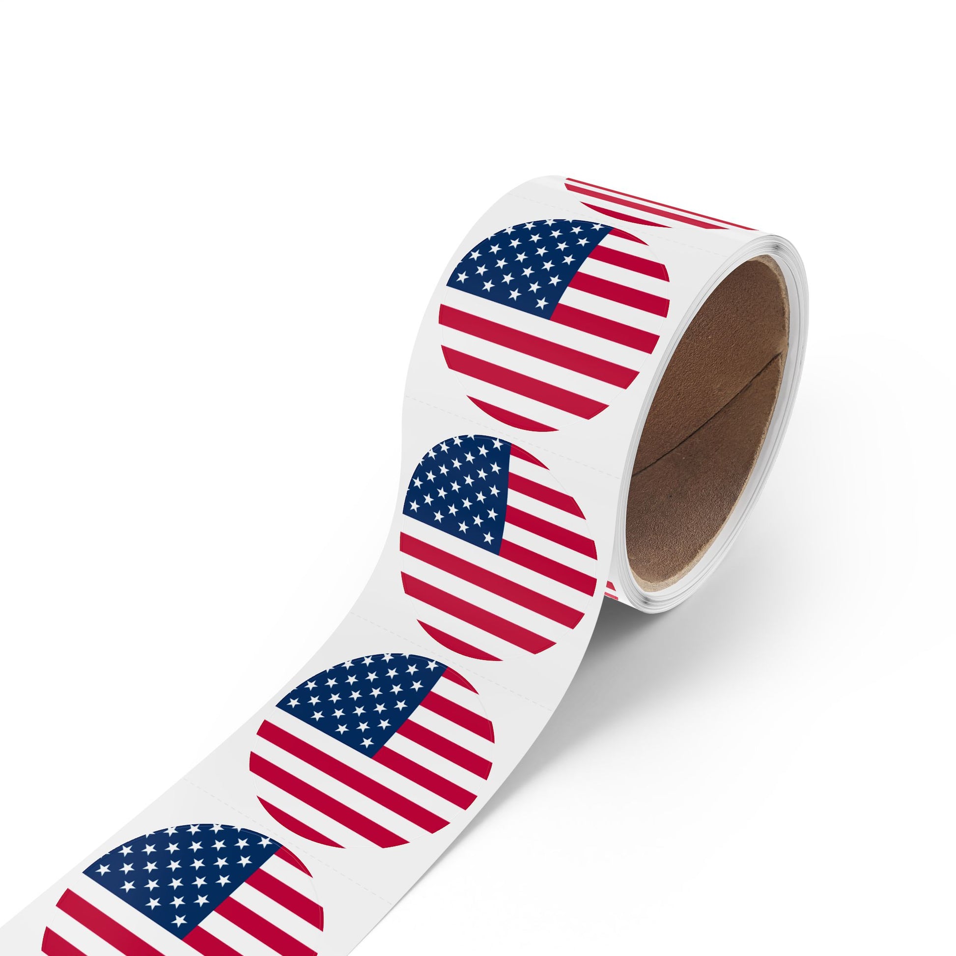 American Flag Round Stickers — American Flag Label Rolls for Independence Day, Veterans Day & Small Business Owners