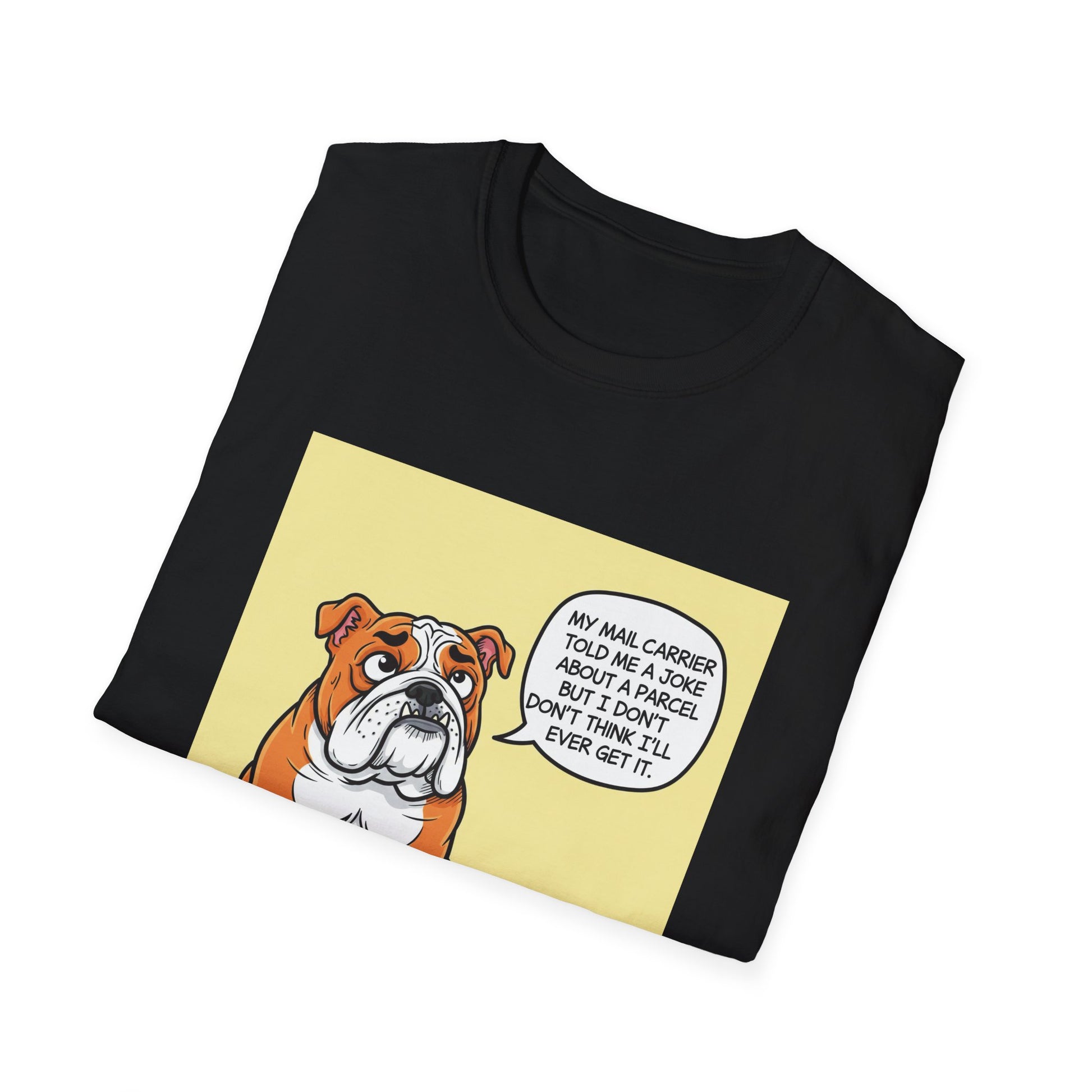 Funny Dog Graphic T-Shirt, Unisex Softstyle Tee, Pet Lover Gift, Animal Humor Shirt, Cute Bulldog Design