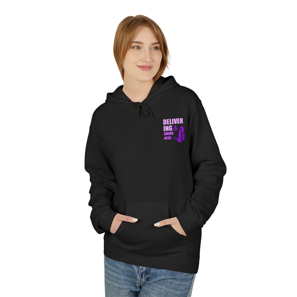 Delivering Awareness Butterfly Hoodie — Lupus Awareness Purple Butterfly Hoodie