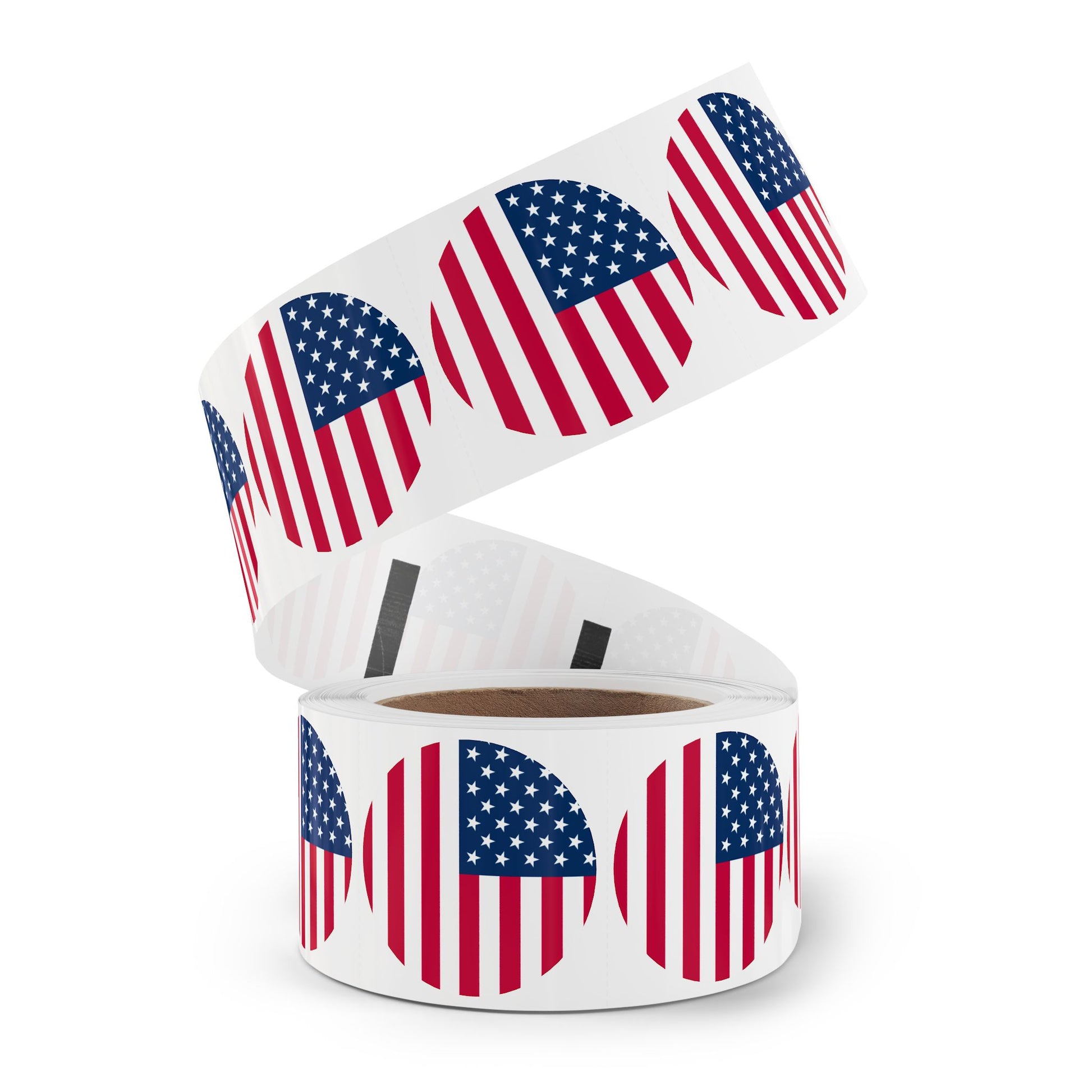 American Flag Round Stickers — American Flag Label Rolls for Independence Day, Veterans Day & Small Business Owners