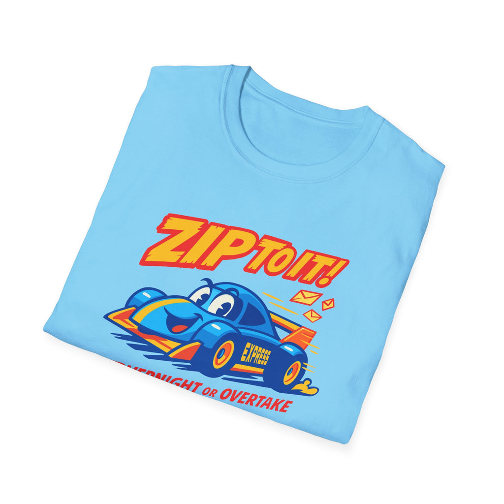 Race-Themed Unisex Softstyle T-Shirt | 'ZIP TO IT' Graphic Tee, Perfect for Car Lovers, Birthday Gift, Motorsport Fans, Casual Wear
