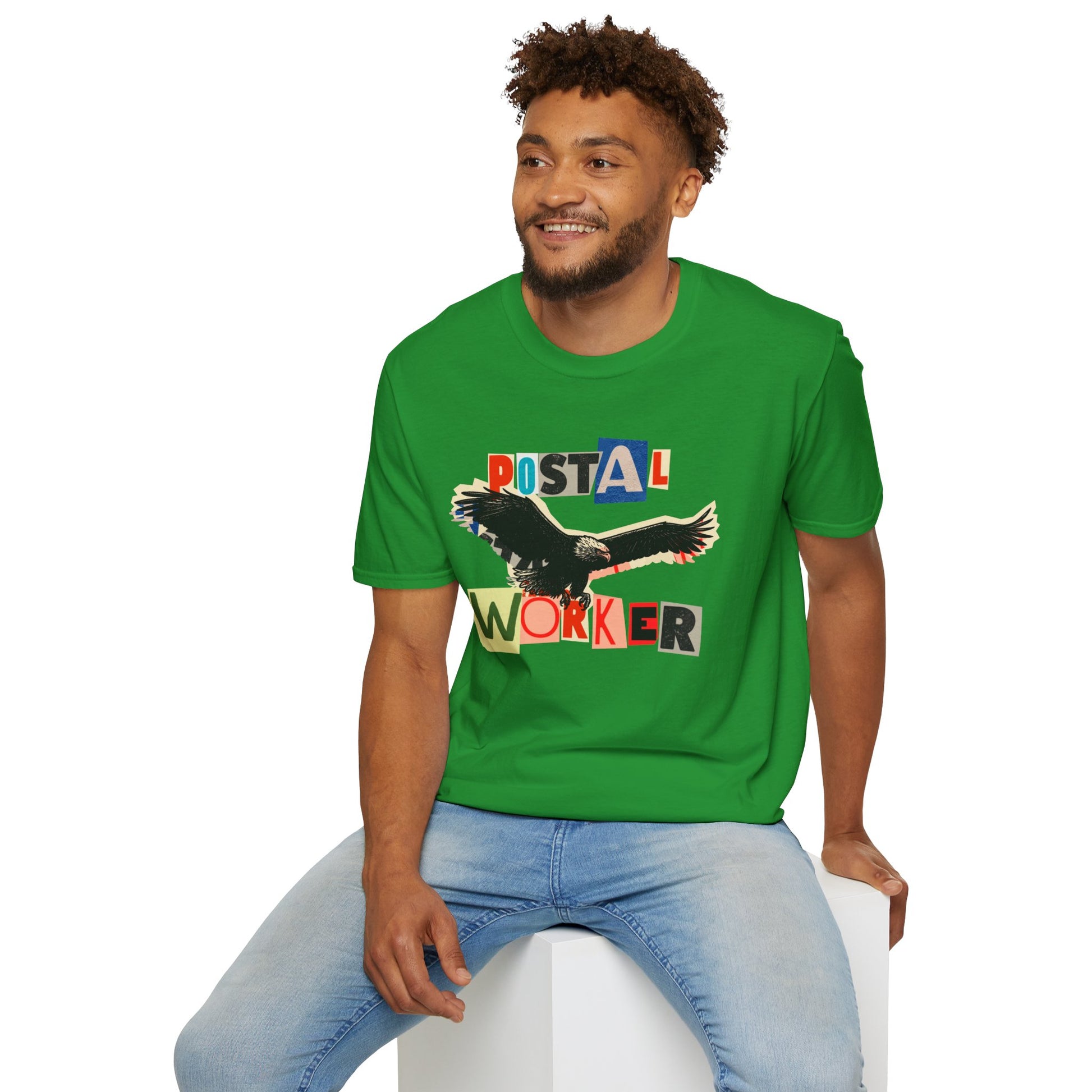 Postal Worker T-Shirt — Retro Collage Eagle Design