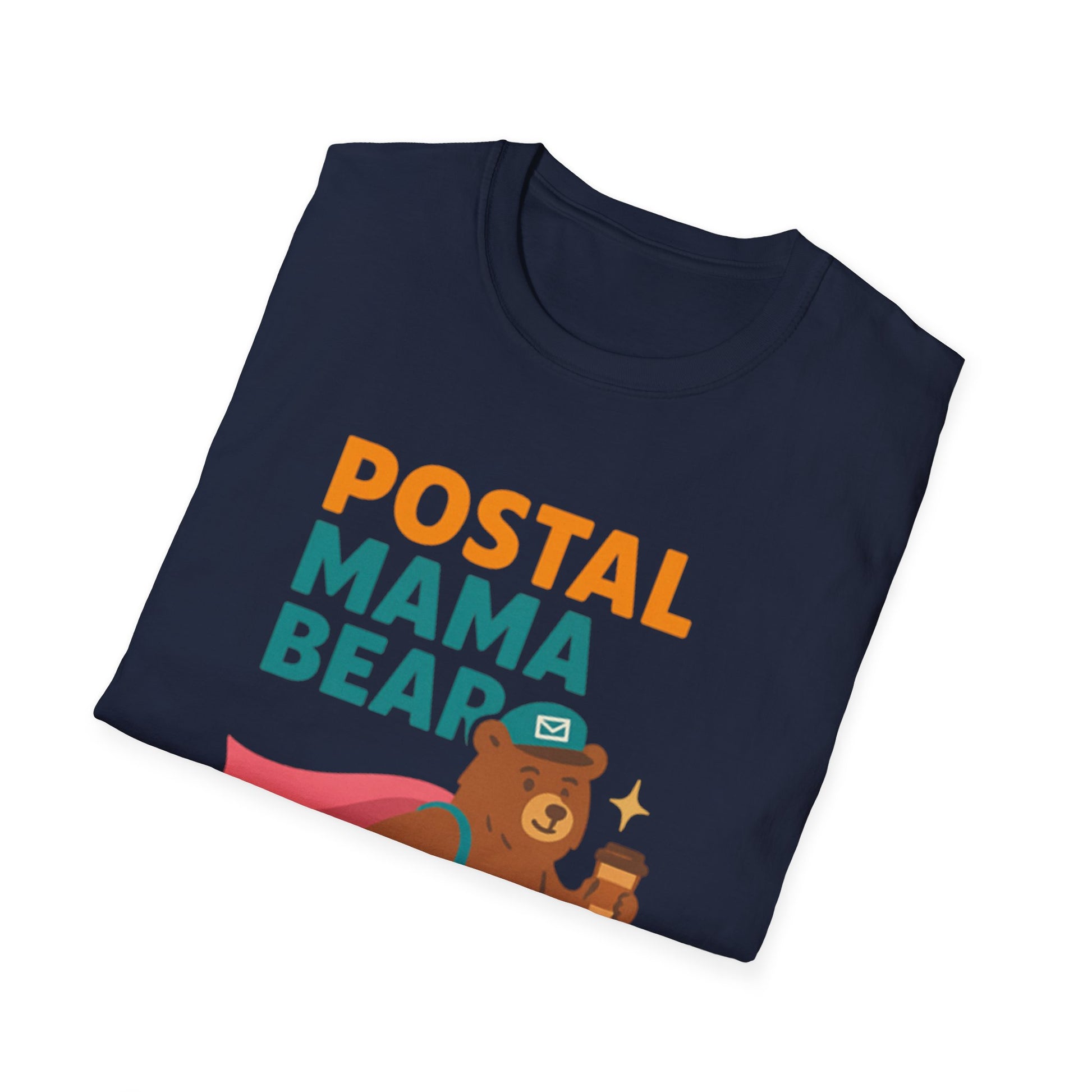 Postal Mama Bear T-Shirt, Fun Gift for Moms, Unisex Softstyle Tee for Postal Workers, Cute Animal Graphic Tee, Everyday Casual Wear