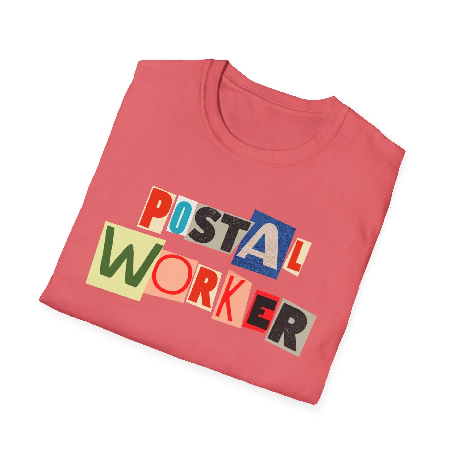 Postal Worker Graphic T-Shirt — Colorful ransom note style graphic tees for postal workers