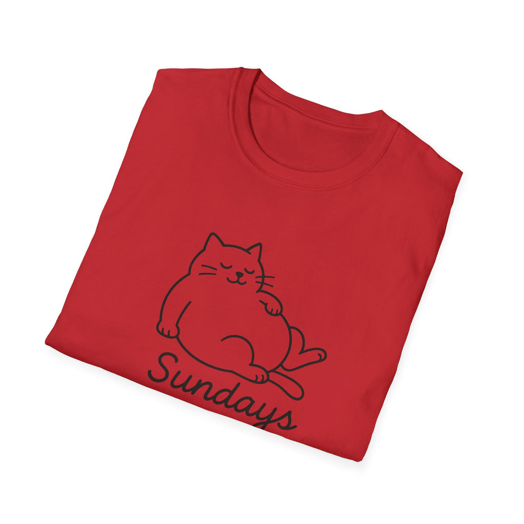 Chill Cat Sundays T-Shirt | Softstyle Unisex Tee for Cat Lovers | Fun Casual Wear, Gift for Birthdays, Lazy Days, Pet Lovers