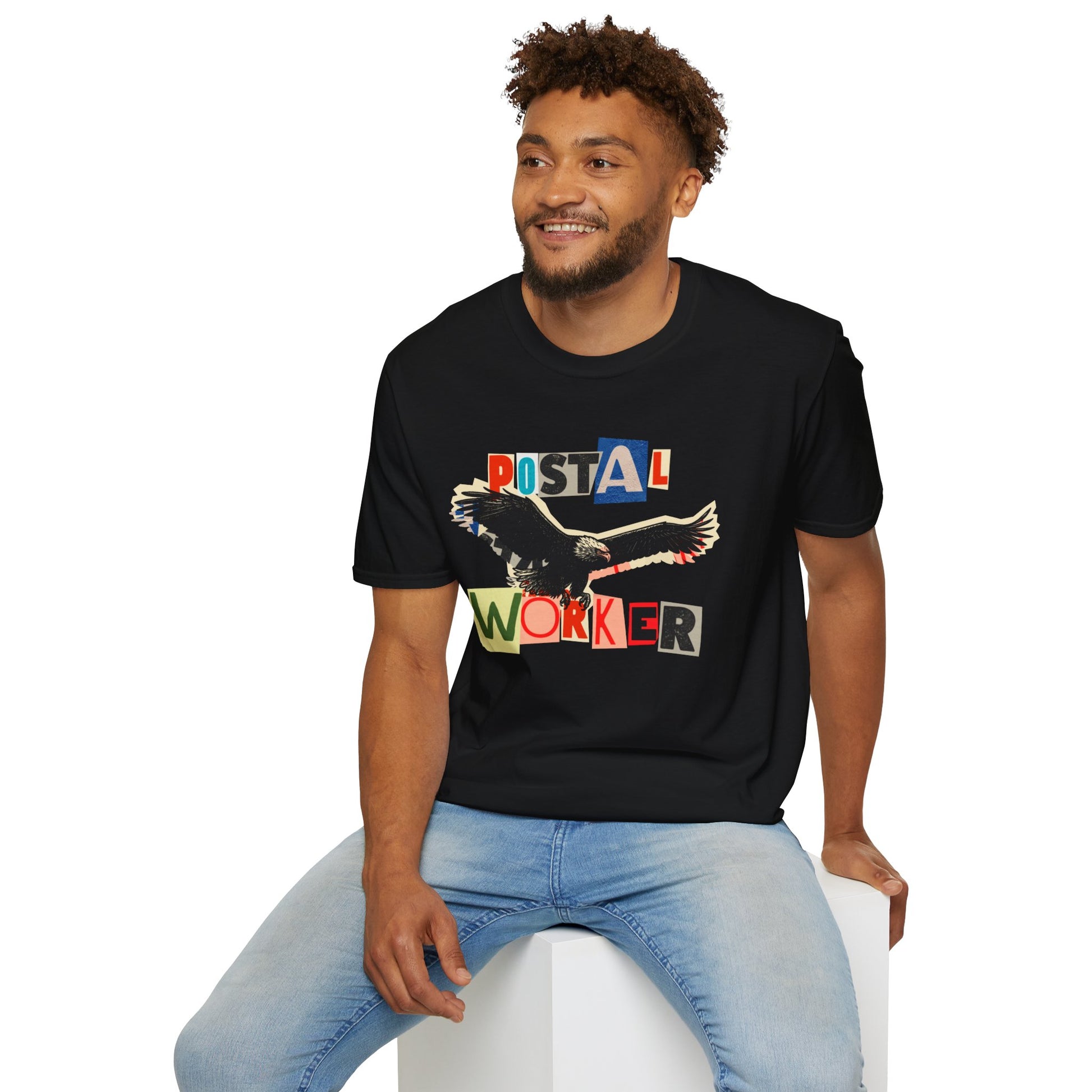Postal Worker T-Shirt — Retro Collage Eagle Design