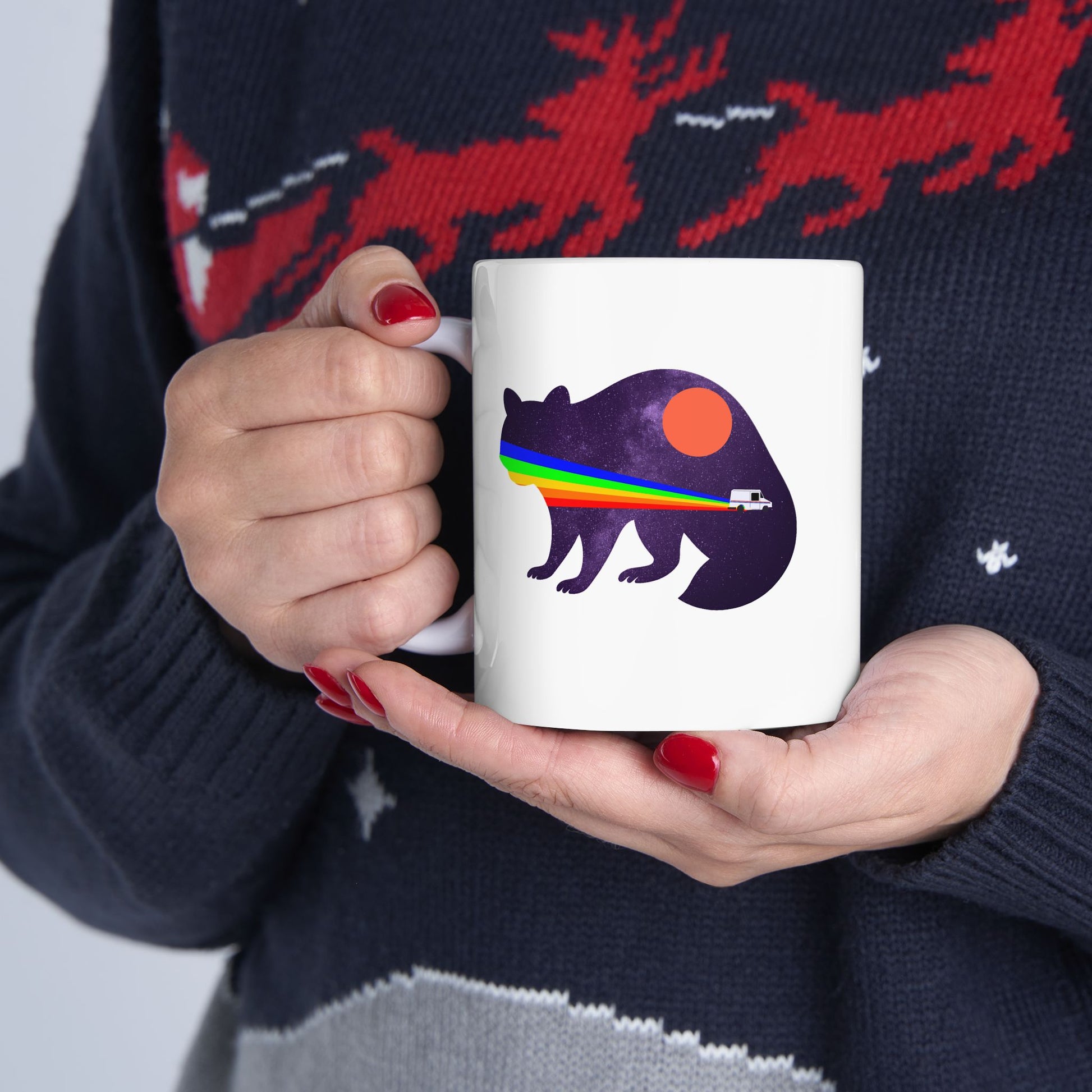 Retro Rainbow Elephant Mug, Unique Gift, Coffee Cup for Animal Lovers, Birthday Present, Home Décor, Fun Drinkware