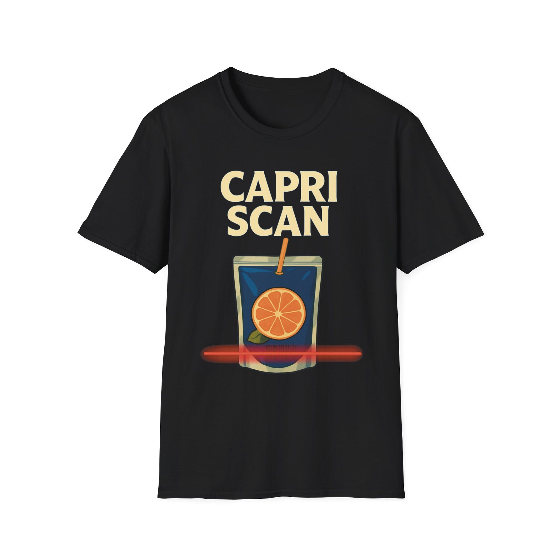 Retro Capri Scan T-Shirt | Unisex Graphic Tee for Summer Parties, Casual Outings, Beachwear, Gift for Friends, Drink Lovers