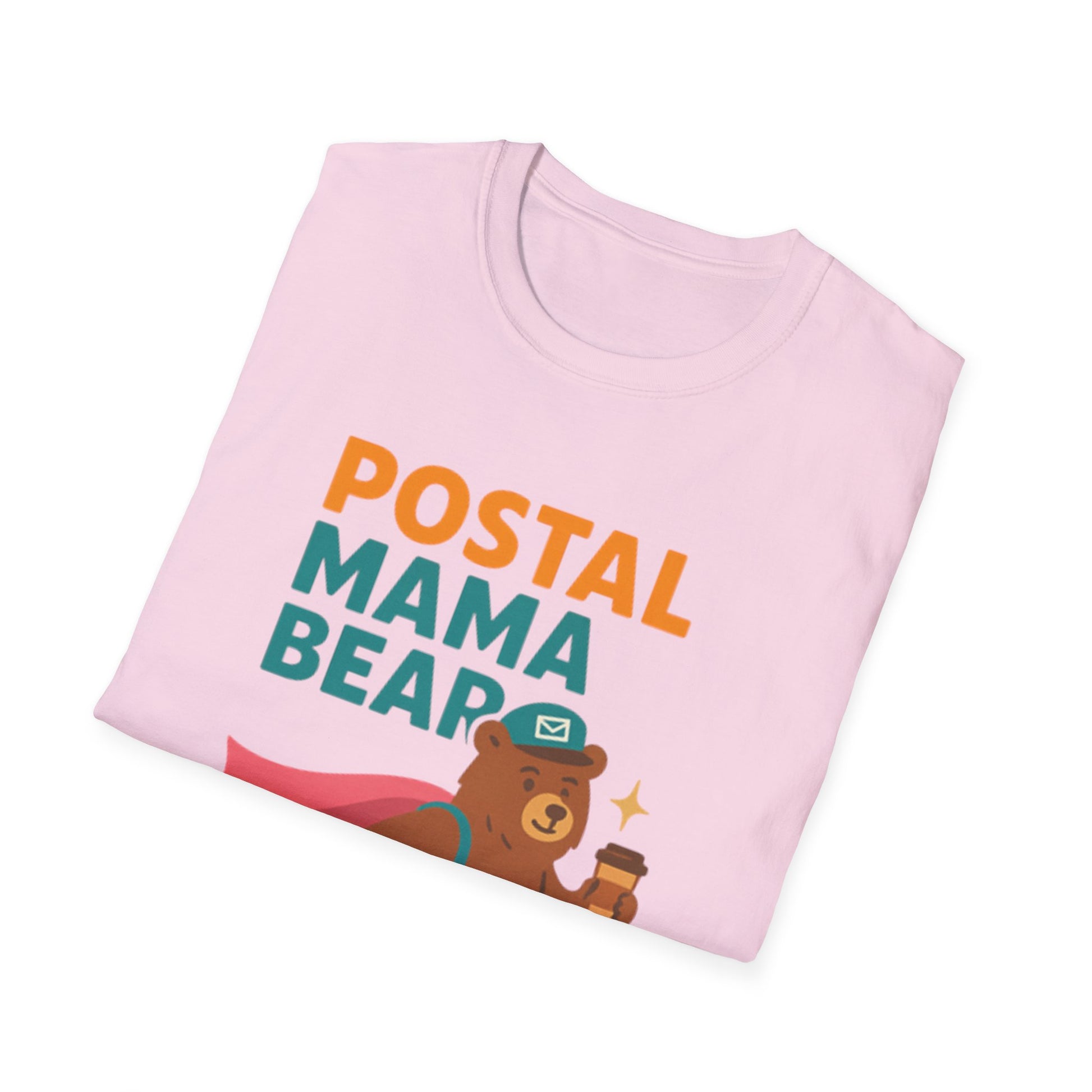 Postal Mama Bear T-Shirt, Fun Gift for Moms, Unisex Softstyle Tee for Postal Workers, Cute Animal Graphic Tee, Everyday Casual Wear