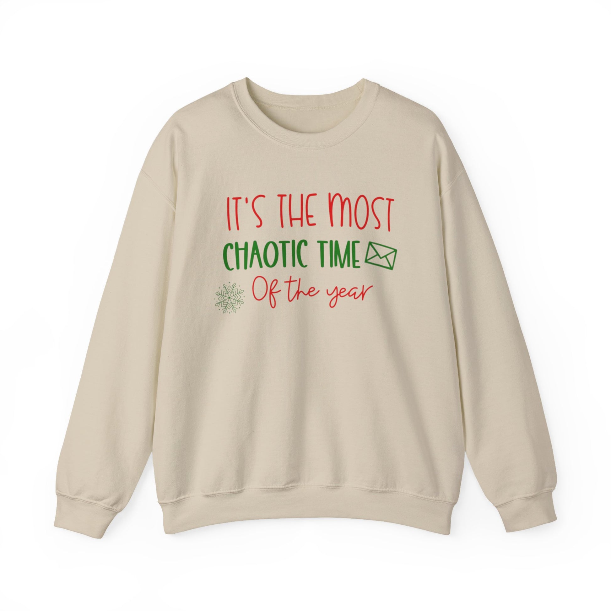 Unisex Holiday Postal Sweatshirt - 'It's the Most Chaotic Time of the Year', Holiday Gift, Christmas Sweater, Funny Sweatshirt, Casual Wear, [...]