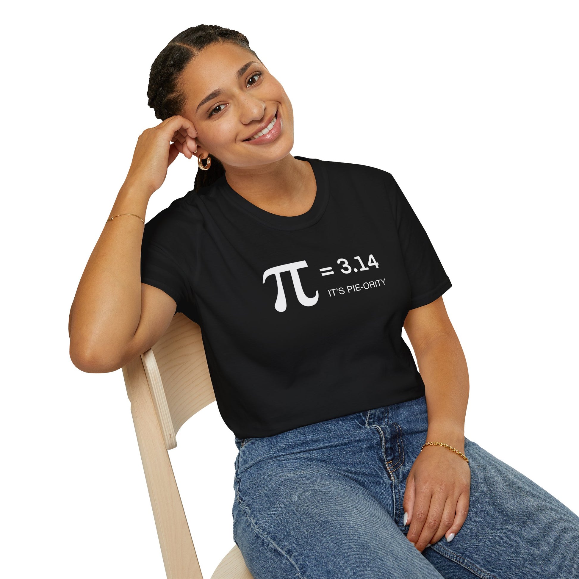 Pi = 3.14 "It's Pie-ority" Math T-Shirt — Funny Pi Day Tee for Teachers & Students