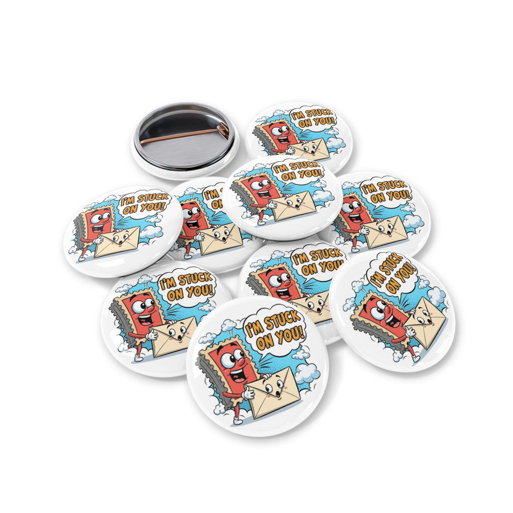 Round Pin Button — "I'm Stuck On You" Cute Cartoon Pin